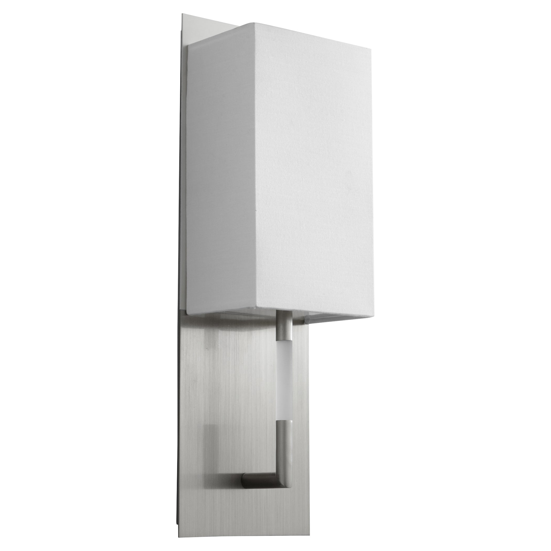 Oxygen Epoch 3 564 124 Wall Sconce Light Fixture - Satin Nickel Finish with White Linen Shade - Perfect for Bedroom, Living Room, and Hallway Lighting