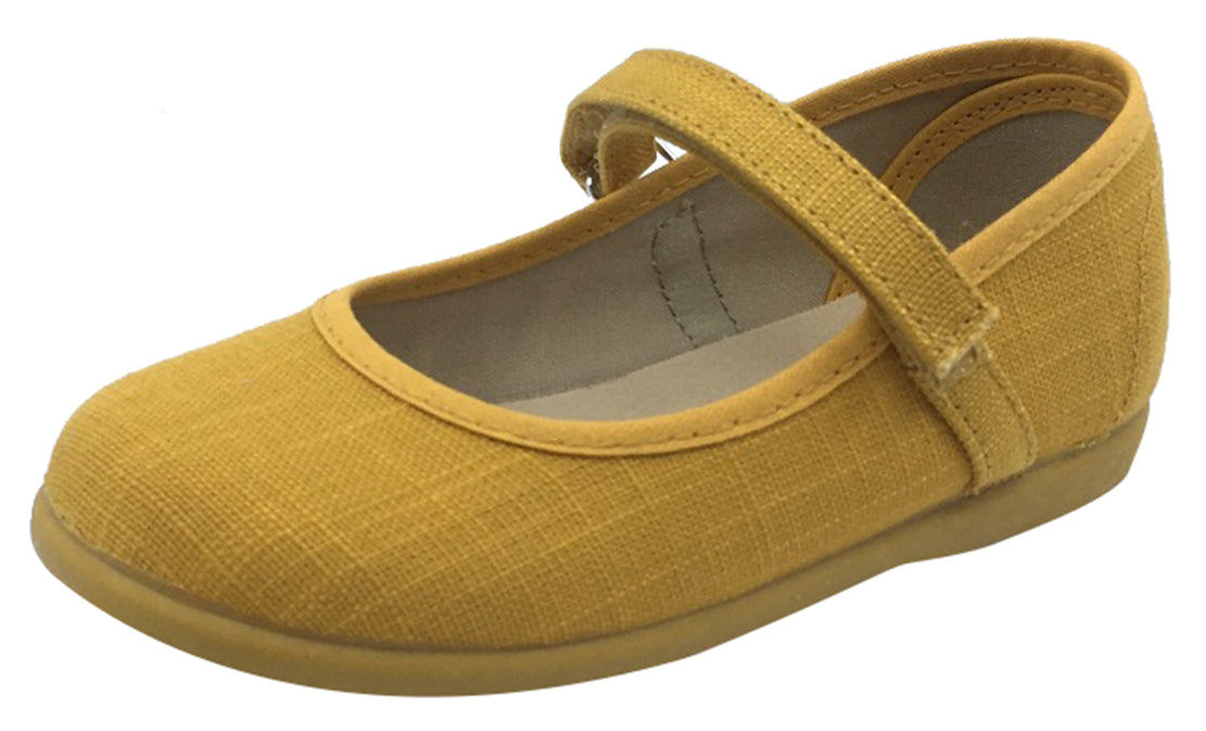 Stylish Mustard Canvas Hook & Loop Mary Jane Shoes for Girls - Perfect for School, Play & Everyday Comfort