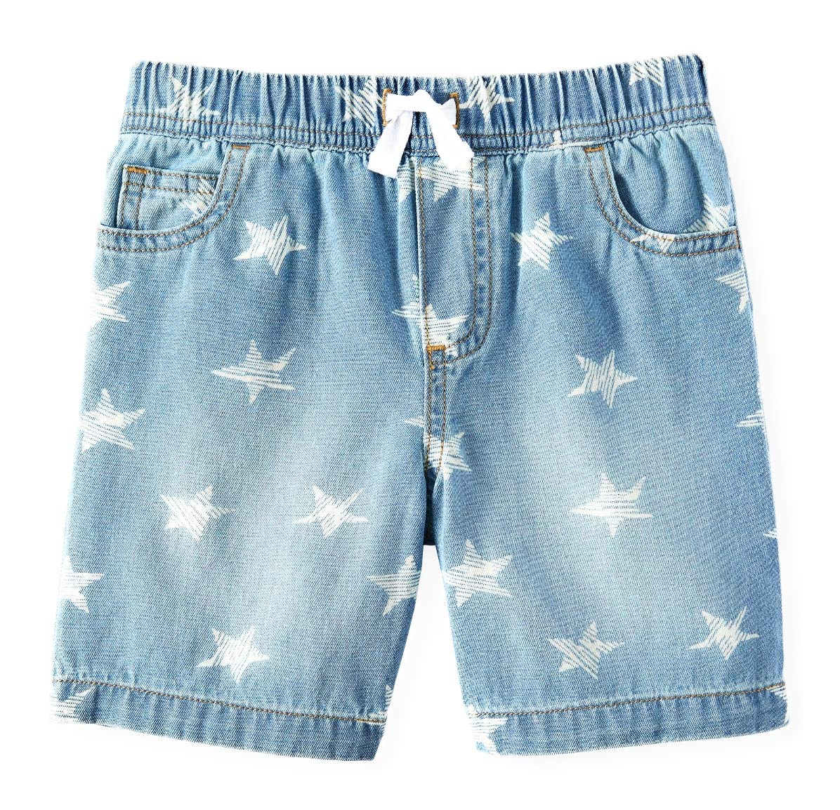 Patriotic Toddler Girls' Denim Shorts with Stars - Elastic Waist Comfort (Size 3T, Blue) | Perfect for 4th of July, Summer Play & Casual Outfits