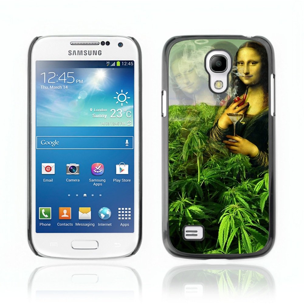 Durable Polycarbonate Hard Case for Samsung Galaxy S4 Mini - Mona Lisa Marijuana 420 Bud Design | Protective Phone Cover for Everyday Use & 420 Enthusiasts