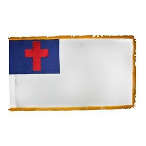 Annin Flagmakers 3ft x 5ft Christian Flag - Durable Dyed Polyester with Gold Fringe for Church, Parades & Outdoor Display | Perfect for Religious Events & Patriotic Decor