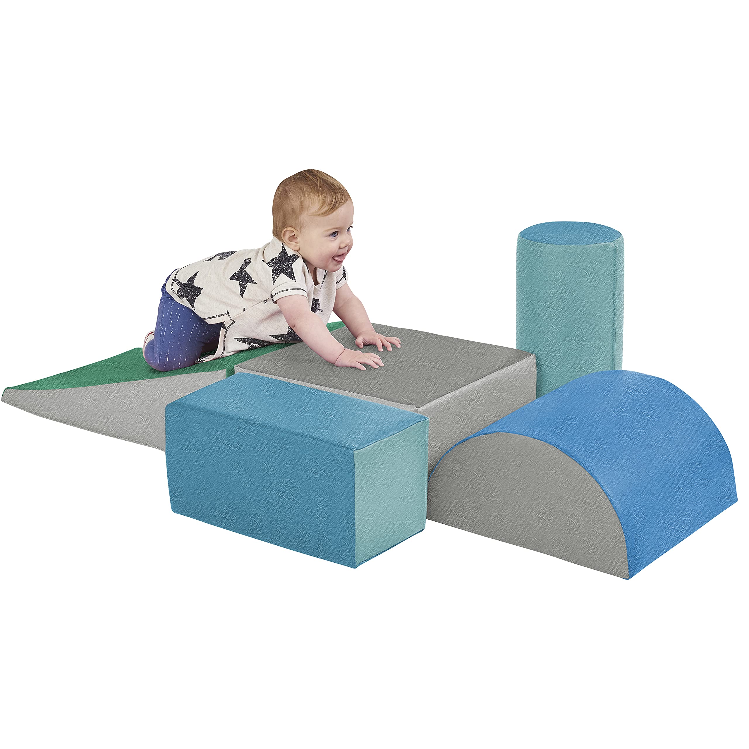 ECR4Kids SoftZone Climb and Crawl Playset - 5-Piece Foam Building Blocks for Toddlers | Safe Indoor Play Gym for Kids Ages 1-3 | Perfect for Daycare, Nursery & Playroom