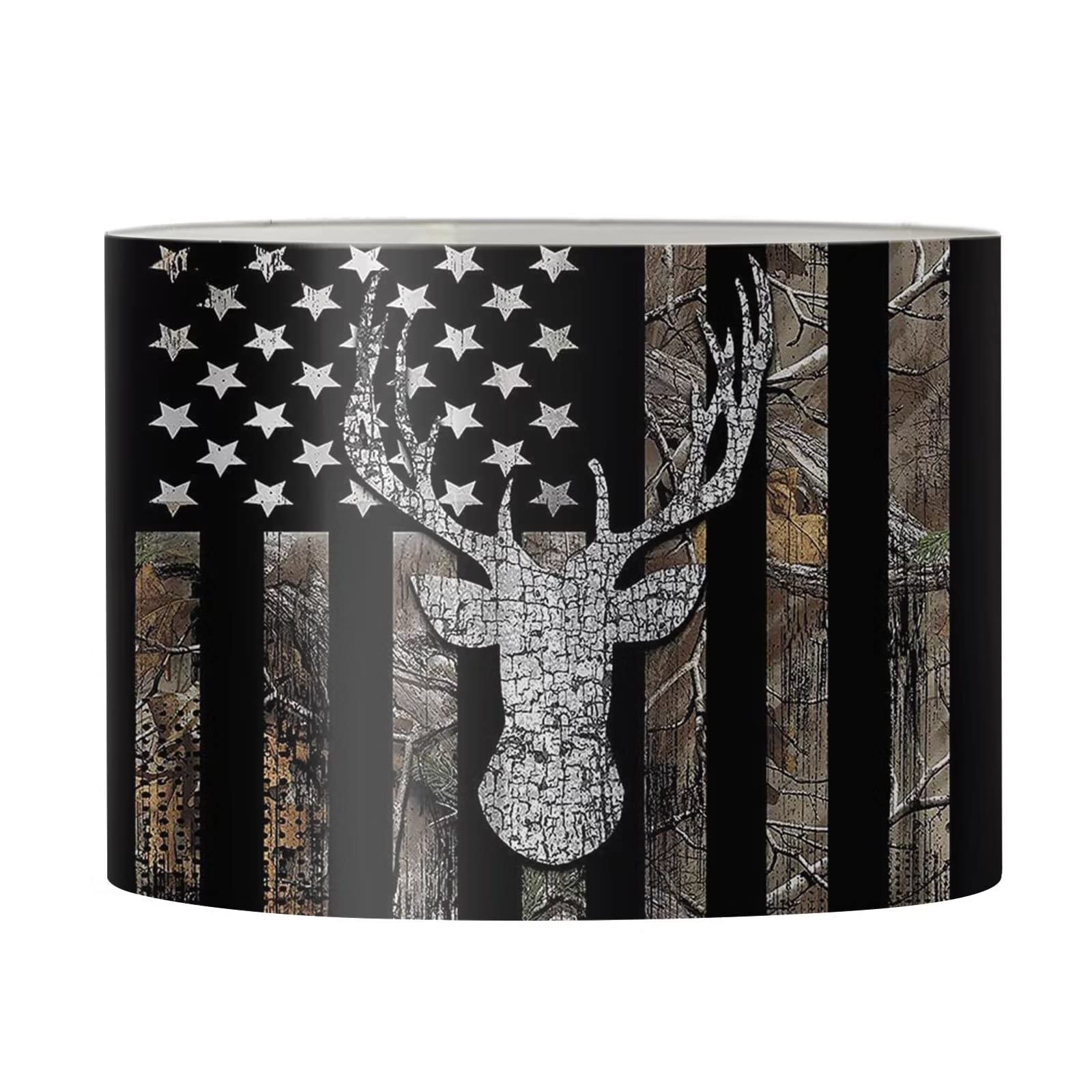 FKELYI Lightweight American Flag Camo Deer Hunting Lamp Shade - Perfect for Desk, Wall, Bedside Nightstand & Floor Lamps - Ideal for Hunting Cabins, Man Caves & Outdoor Enthusiasts