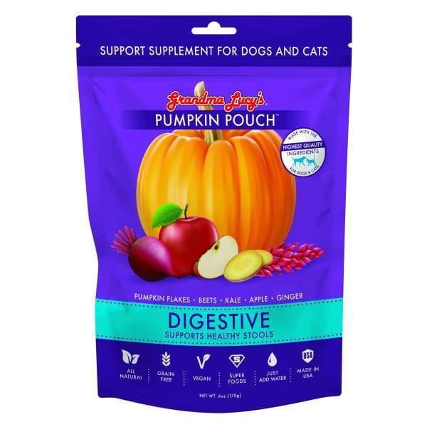 Grandma Lucy's Pumpkin Pouch Digestive Supplement for Dogs & Cats - 6oz | Natural Digestive Support for Pets | Perfect for Upset Stomach & Diarrhea Relief