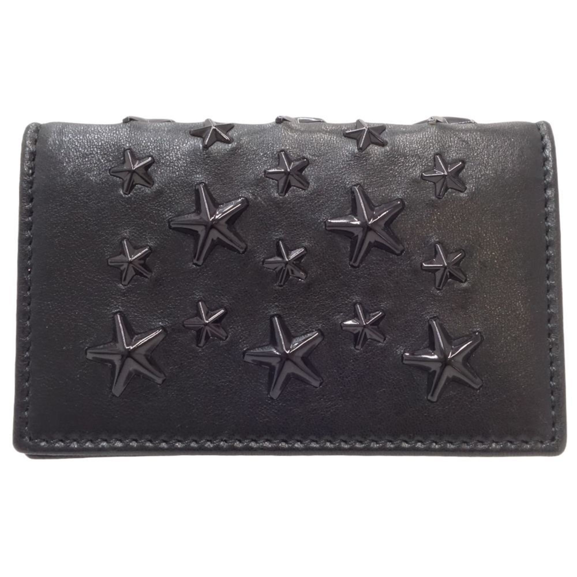 Black Leather Star Studs Card Holder Wallet - Stylish & Compact for Credit Cards, ID, and Cash - Perfect for Everyday Use, Travel, and Night Out