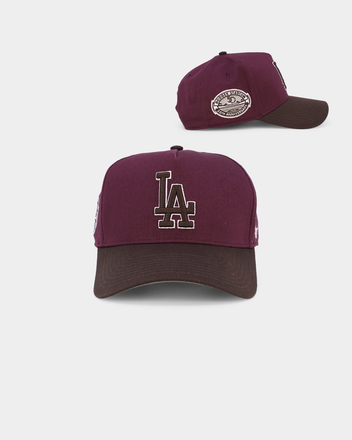 47 Brand Los Angeles Dodgers 'Bacon Me Crazy' MVP DT Snapback Hat - Dark Maroon/Brown Adjustable Baseball Cap for Men & Women - Perfect for Sports Games, Casual Wear & Fan Collections