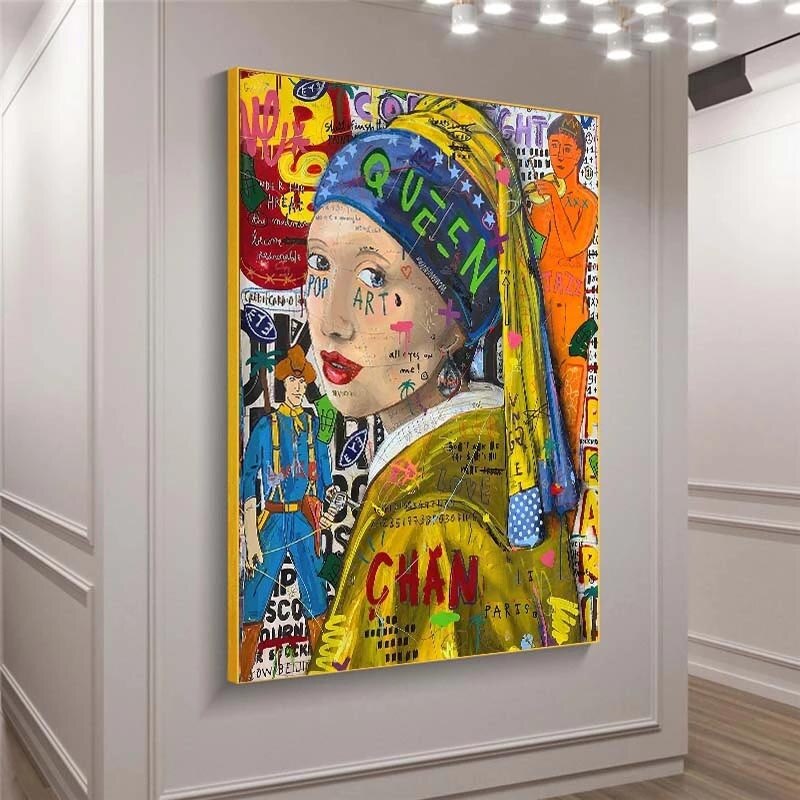 Banksy The Milkmaid Canvas Wall Art Print - Modern Street Art Masterpiece for Home & Office Decor