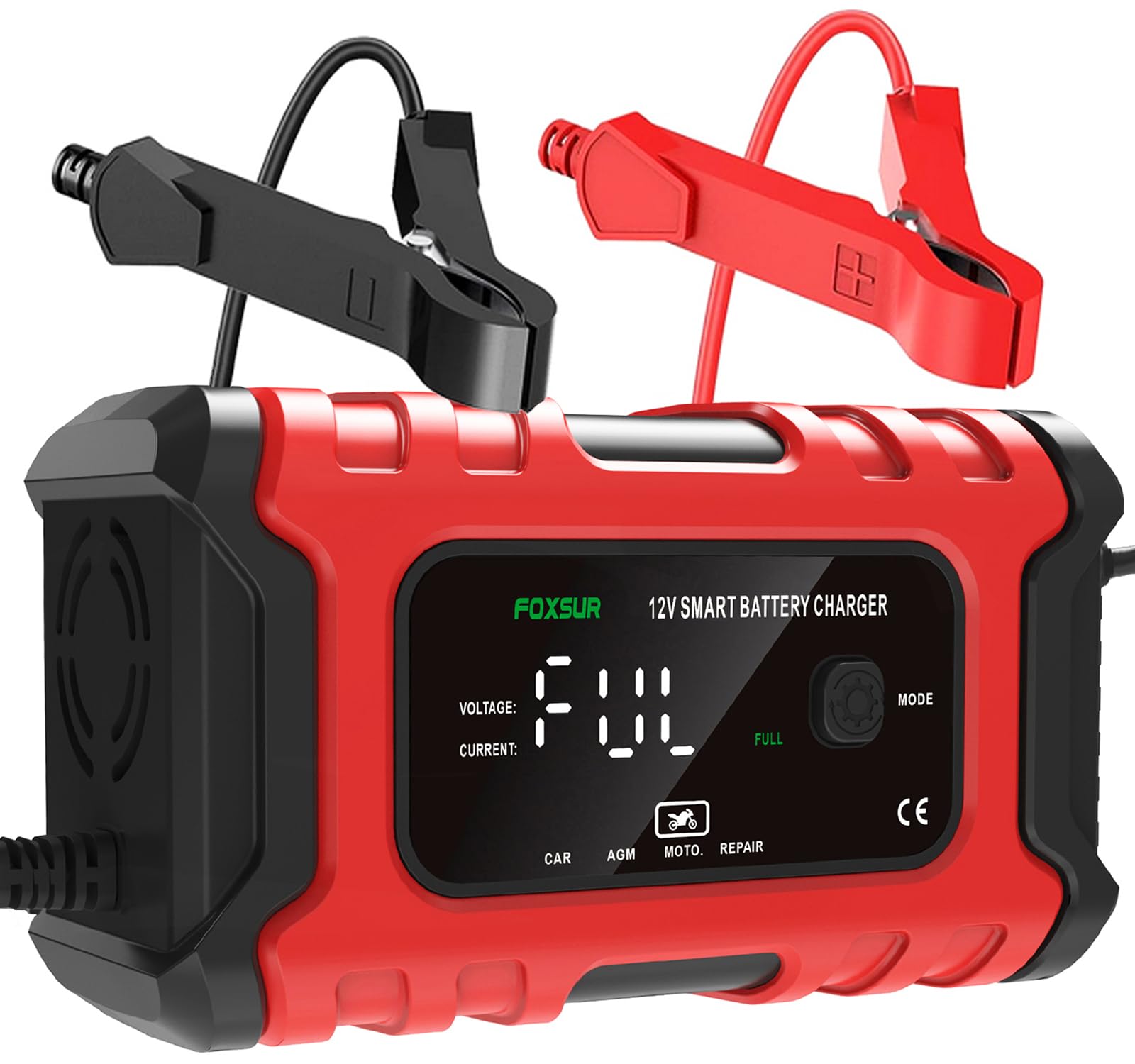 12V 6-Amp Smart Car Battery Charger & Maintainer - Fully Automatic Trickle Charger, Battery Repair & Desulfator for Cars, Motorcycles, Boats, RVs, ATVs, SUVs, Lawn Mowers & Snowmobiles - Ideal for Winter Storage & Long-Term Vehicle Maintenance