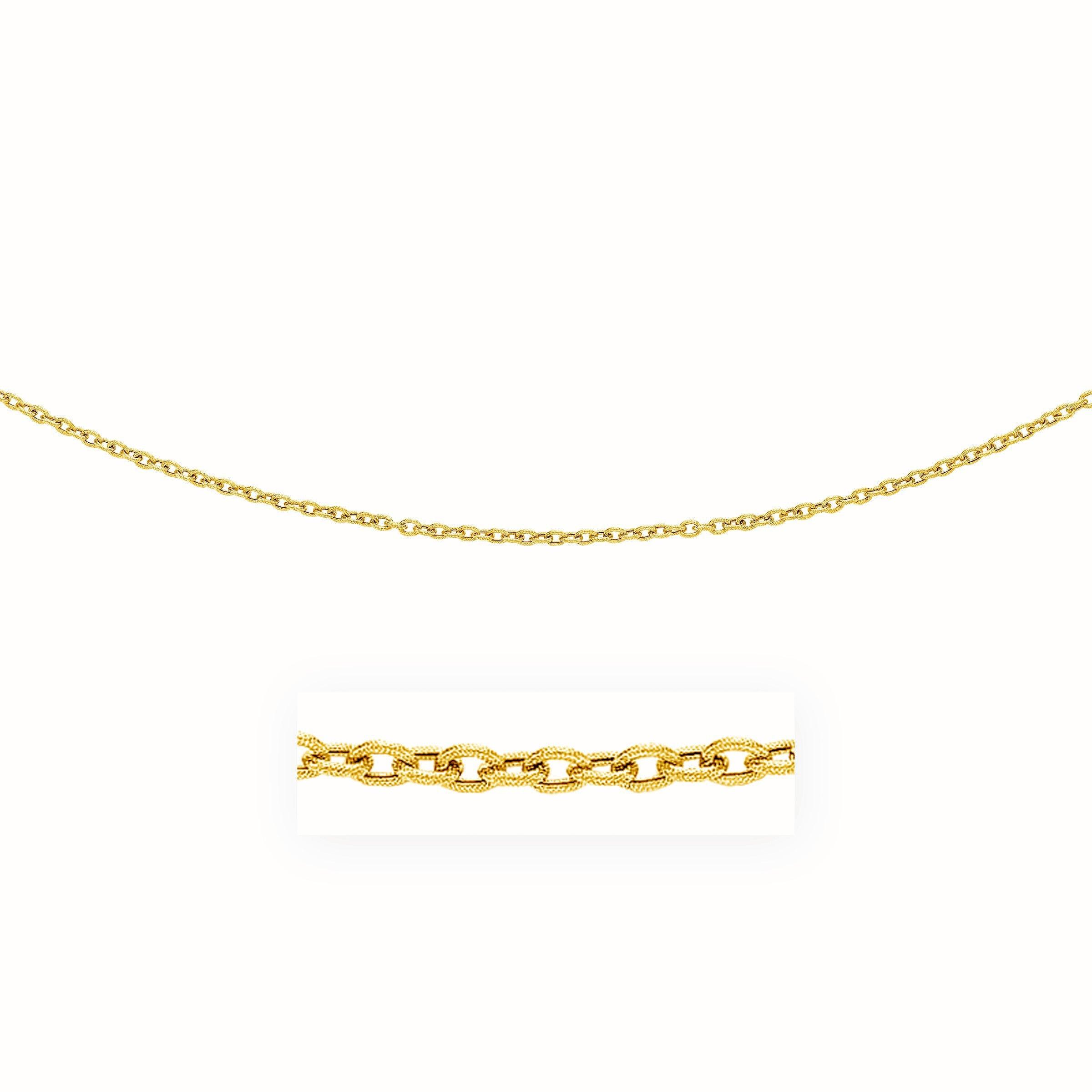 14K Yellow Gold 3.5mm Textured Pendant Chain Necklace for Women - Elegant Layering Jewelry for Everyday Wear & Special Occasions