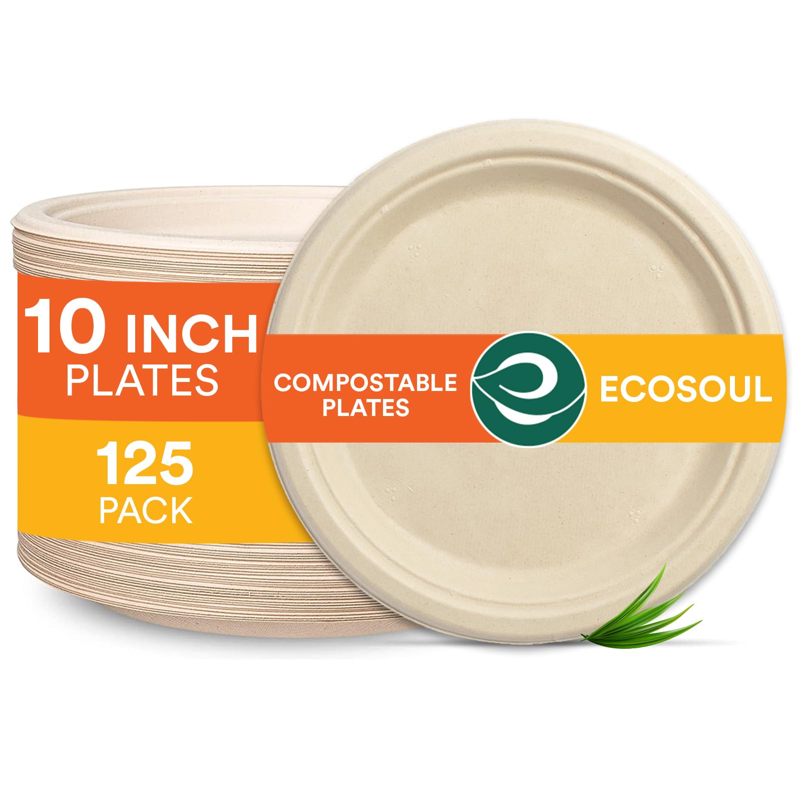 ECO SOUL 100% Compostable Small Paper Plates (10
