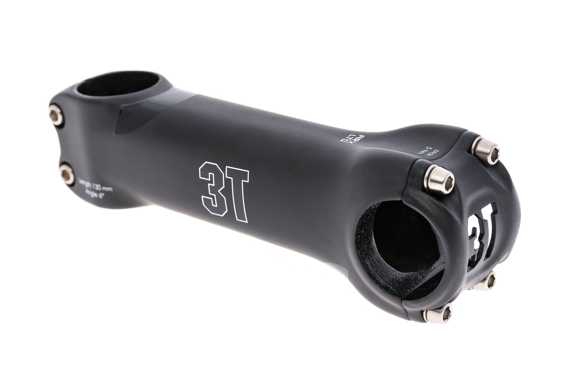 3T ARX LTD Carbon Fiber Bike Stem - 31.8mm Clamp, 130mm Length, 6 Degree Rise, Stealth Black | Lightweight Road & Mountain Bicycle Handlebar Stem for Racing & Performance Cycling