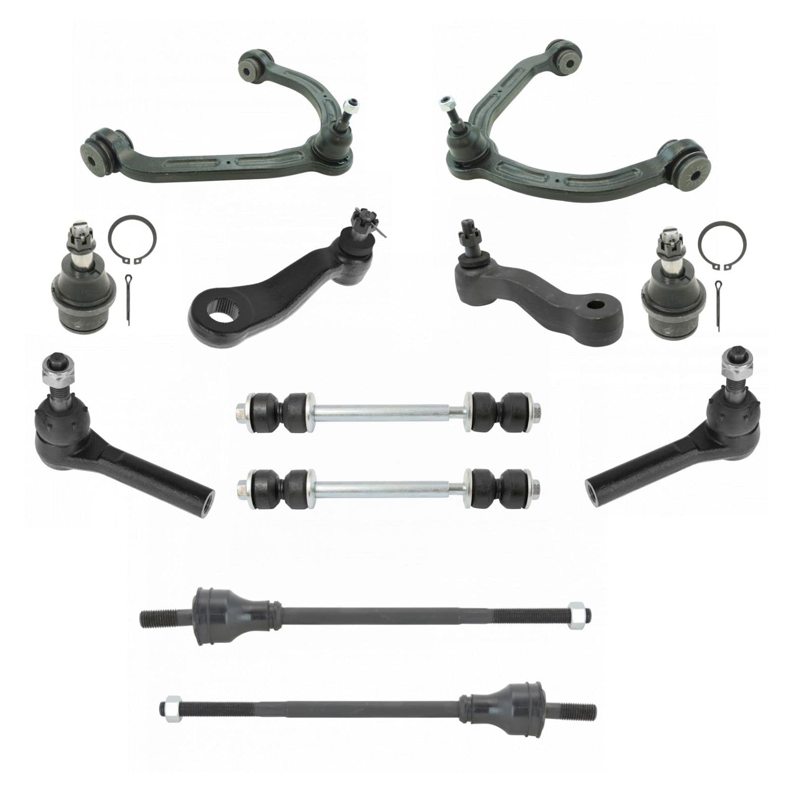 Chevrolet GMC Front Steering & Suspension Kit - Ball Joint, Control Arm, Idler Arm, Pitman Arm, Sway Bar Stabilizer Link & Tie Rod - Complete Replacement Kit for Smooth Driving & Handling