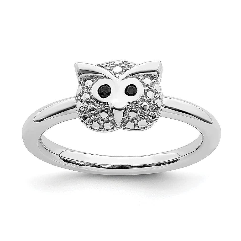 925 Sterling Silver Onyx Owl Stackable Ring for Women - Elegant Animal Gemstone Jewelry, Perfect Gift for Her - Ideal for Daily Wear, Stacking & Special Occasions