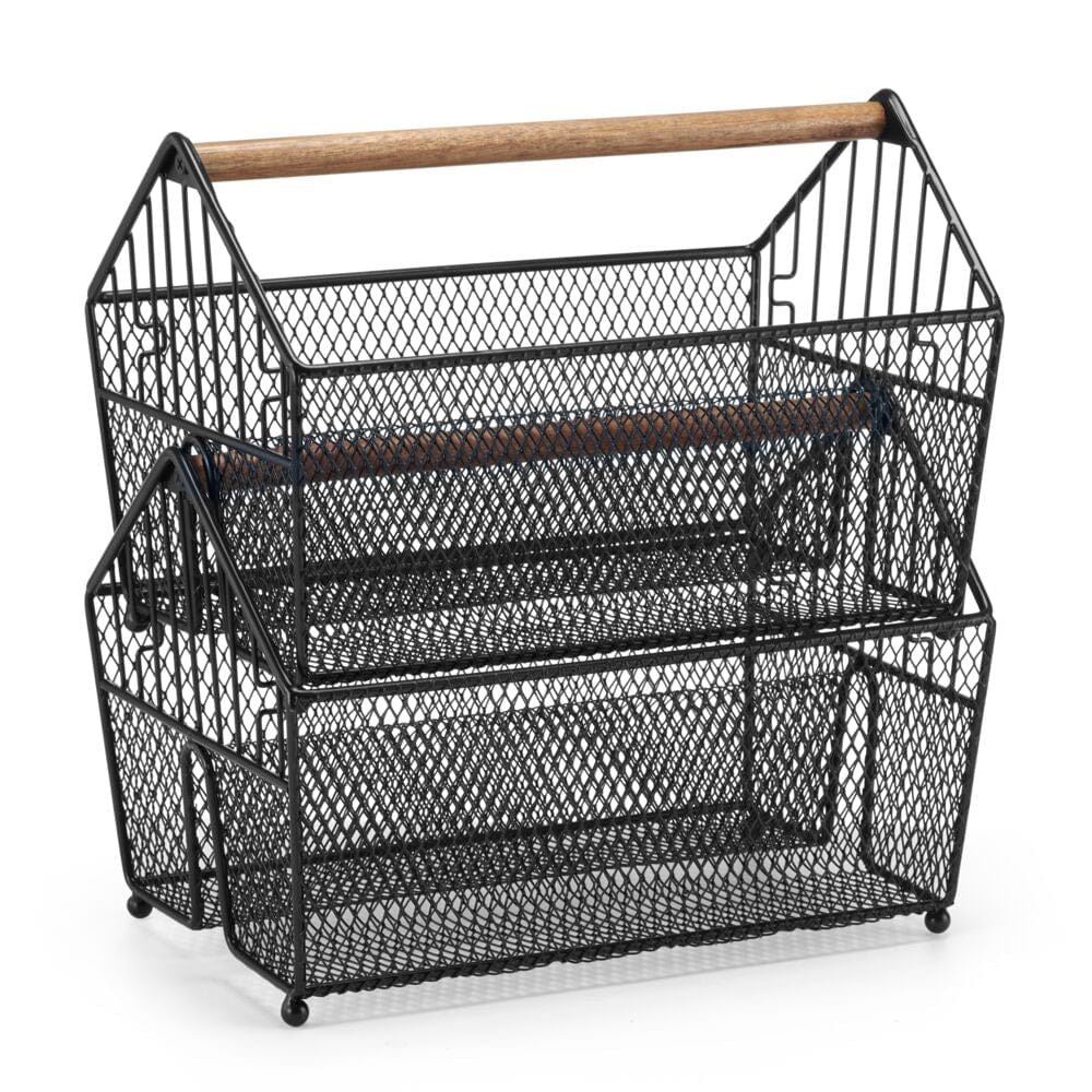 Portable Stacking Picnic Basket with Lid - Foldable Storage Organizer for Outdoor Picnics, Camping, Beach Trips & Home Organization