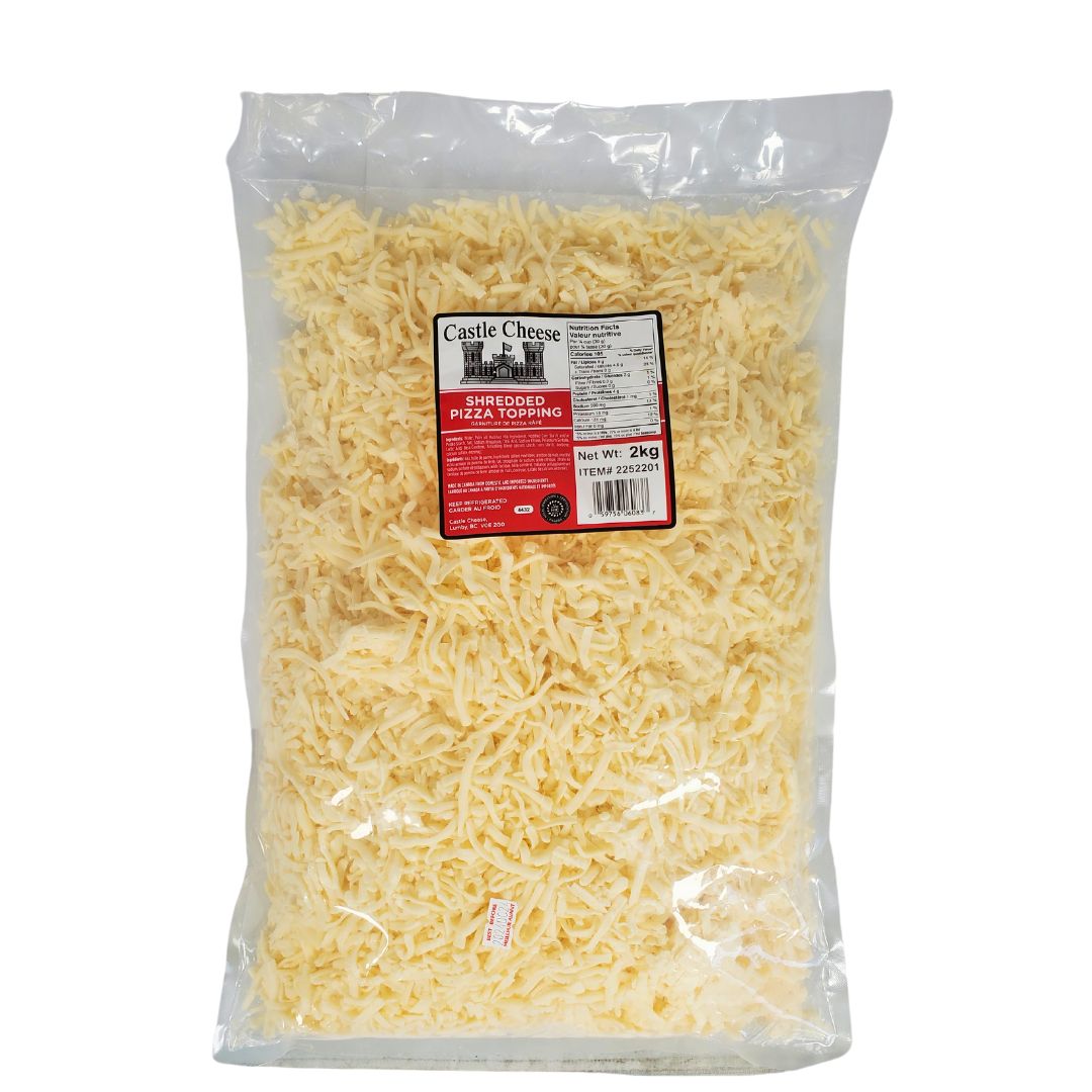 Premium Castle Cheese Shredded Pizza Topping - 100% Real Mozzarella & Cheddar Blend - Perfect for Pizzas, Pasta, Salads & Sandwiches - Melts Smoothly for Restaurant-Quality Meals at Home