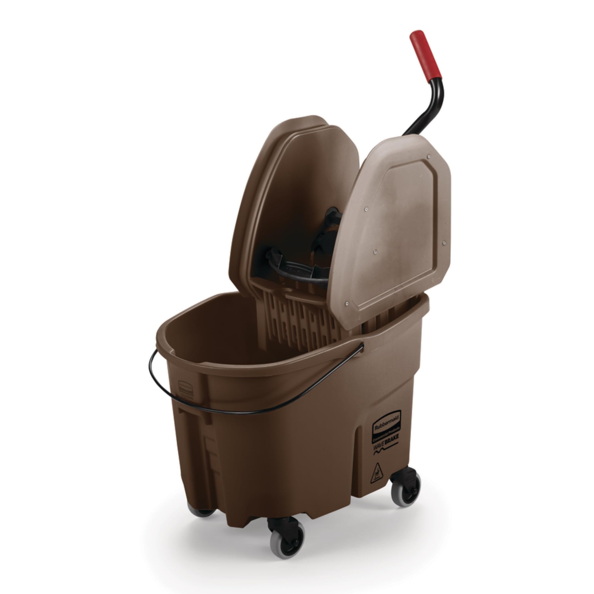 Rubbermaid Commercial WaveBrake 35 QT Mop Bucket with Wringer & Wheels - Heavy Duty Brown Floor Cleaning System for Schools, Hospitals & Commercial Kitchens