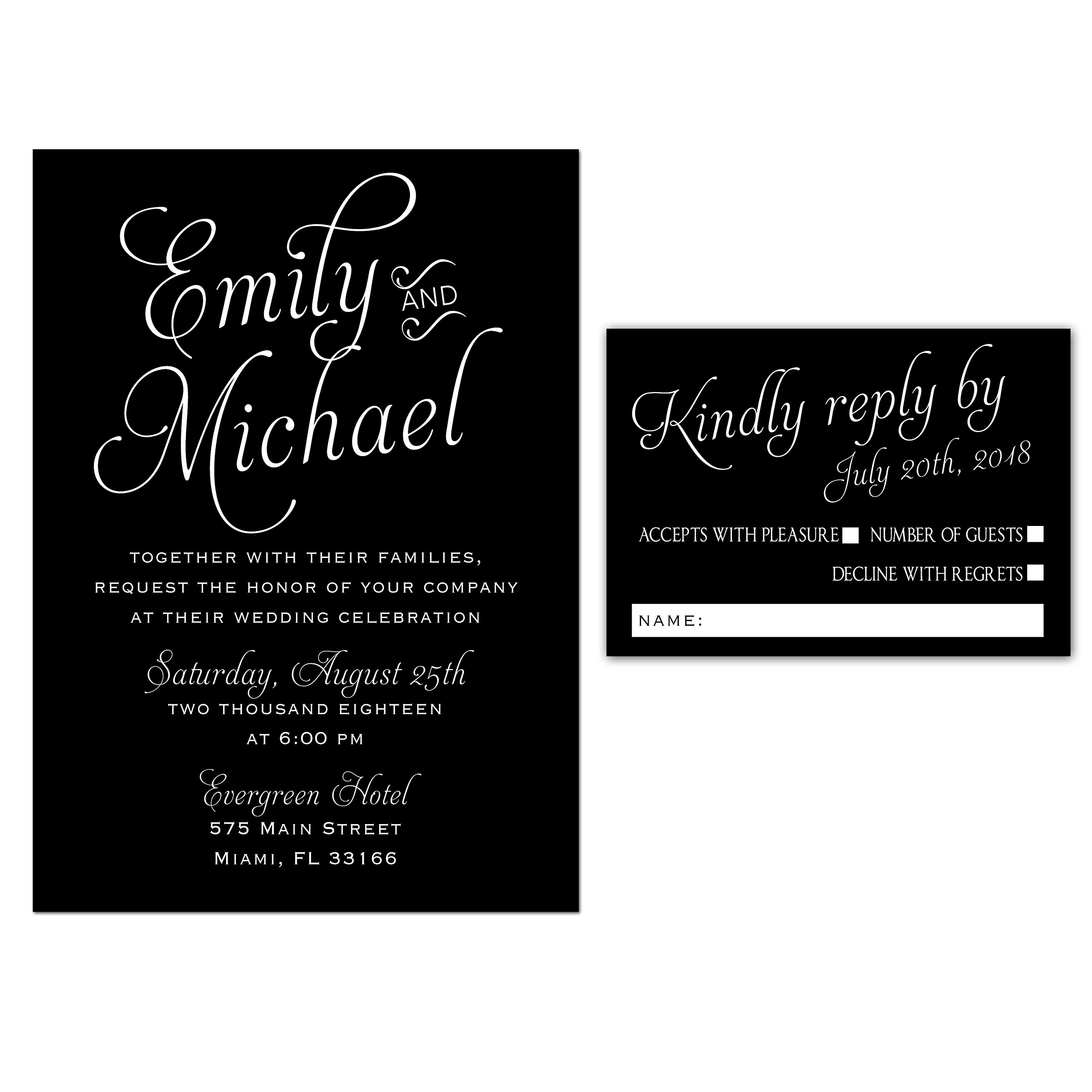 100 Black & White Gothic Wedding Invitations Set - Elegant Design with Envelopes & RSVP Cards | Perfect for Gothic, Vintage & Halloween Weddings