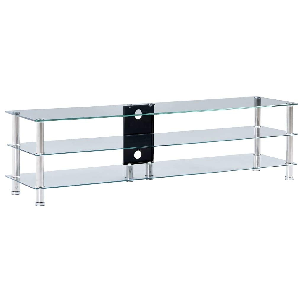 HOMIUSE 59x16x16 Inch TV Stand with Tempered Glass - Modern Entertainment Center, Monitor Riser & Laptop Stand for Home Office, Living Room, and Gaming Setup - Sturdy TV Console & Computer Desk Shelf for Enhanced Workspace Organization