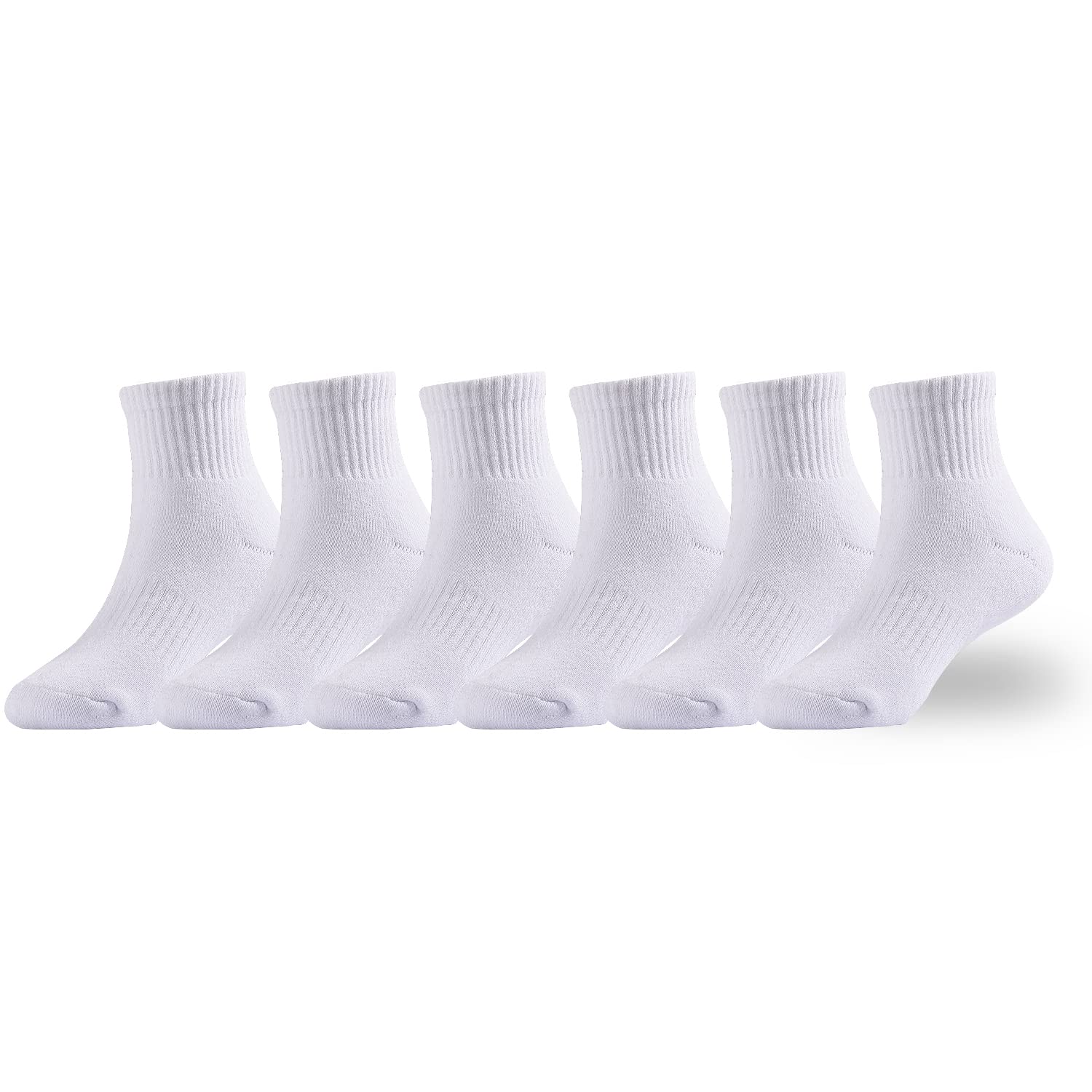 EPEIUS Kids Boys Girls Cushioned Athletic Socks - 6 Pack Thick Cotton Quarter Socks for Running, Sports & Daily Wear - Comfortable Ankle Socks for Children Ages 4-14 Years - Perfect for School, Playground & Outdoor Activities