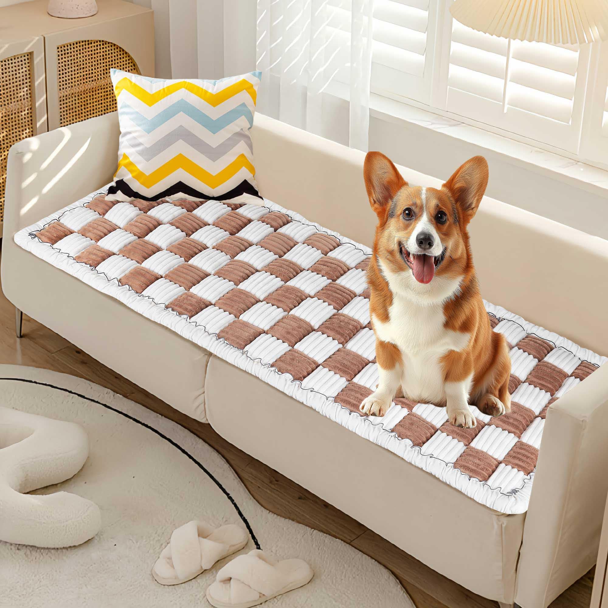 Washable Dog Couch Cover - Non-Slip Plush Pet Blanket for Sofa & Camping