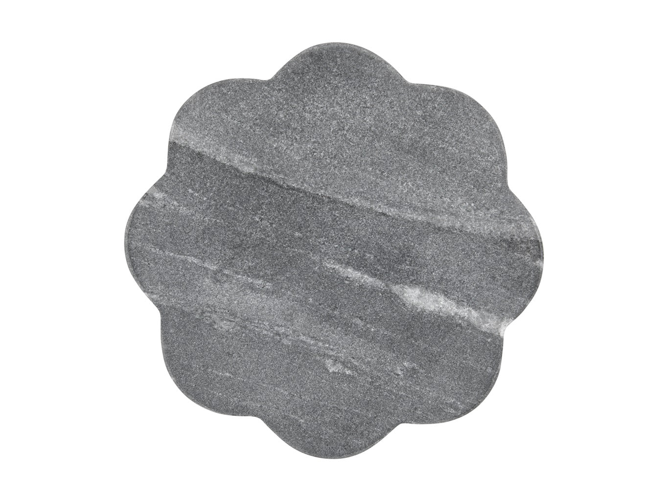 Maxwell & Williams Coaster Collective Scallop Marble Coaster Set - 11.5cm Charcoal Grey Stone Drink Coasters for Coffee Table, Bar, and Home Decor