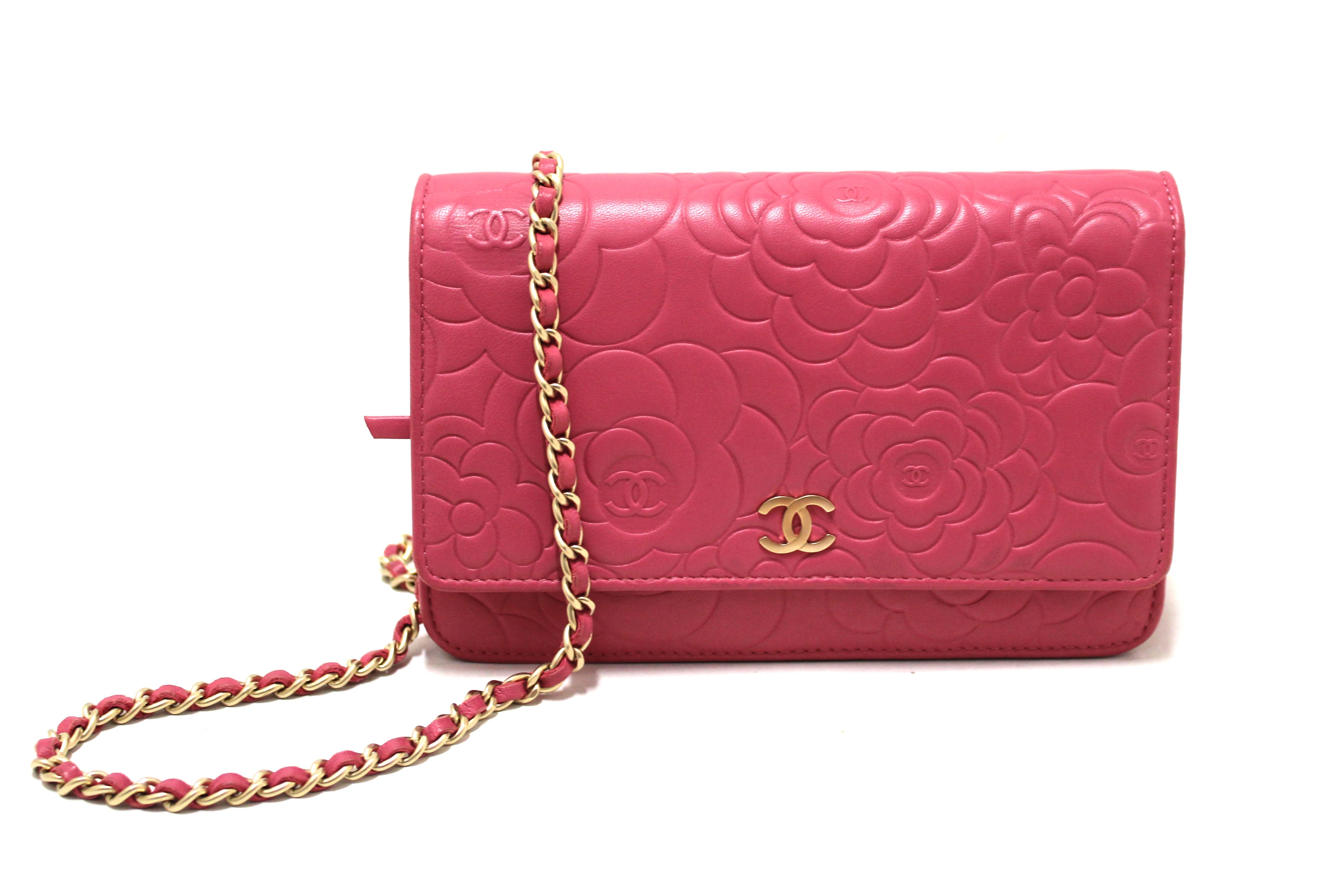 Chanel Pink Camellia Lambskin Leather Wallet On Chain Clutch Bag - Luxury Crossbody Purse for Women, Perfect for Evening Parties & Special Occasions