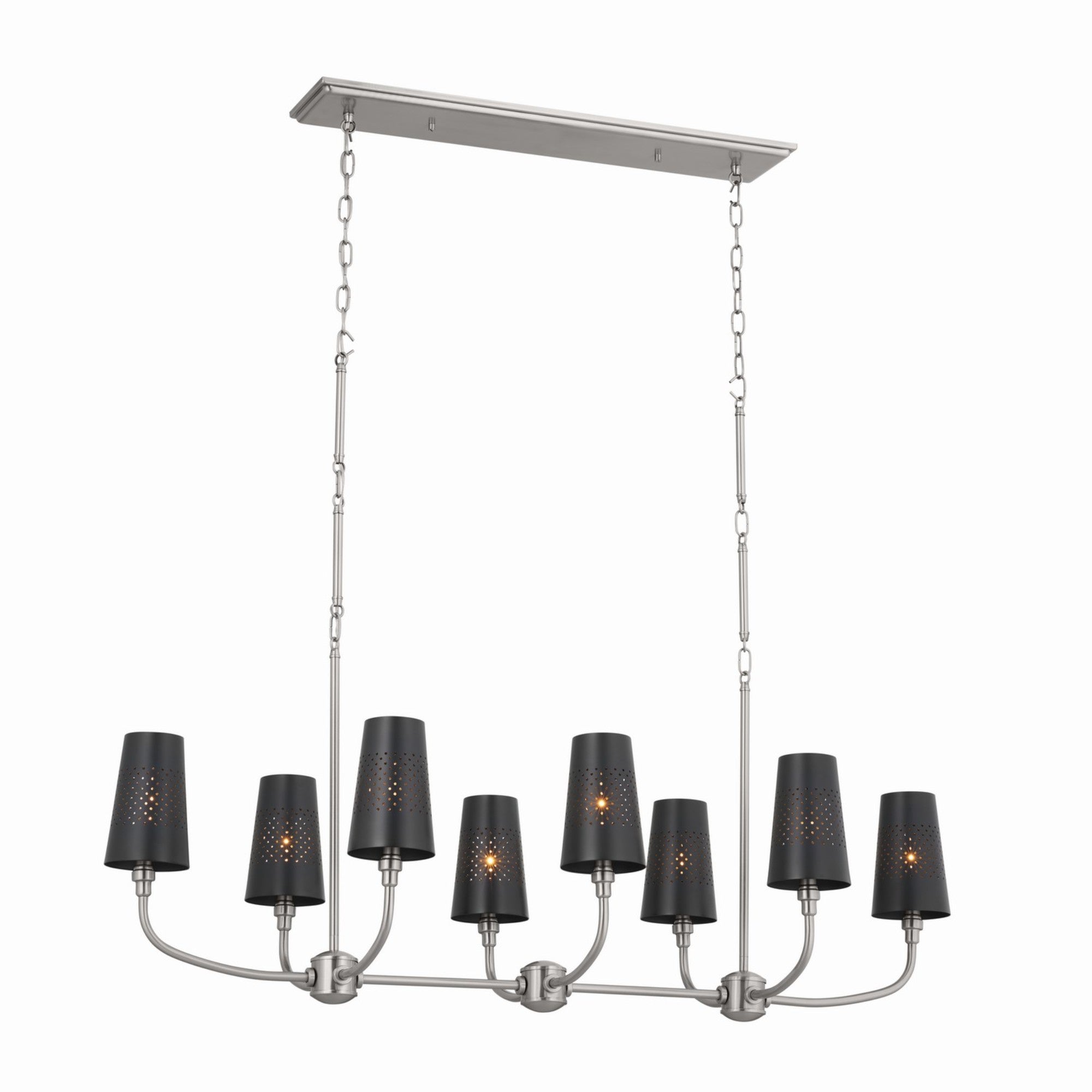 47-inch 8-Light Modern Chandelier with Pewter Finish - Elegant Dining Room & Living Room Lighting Fixture for Home Decor