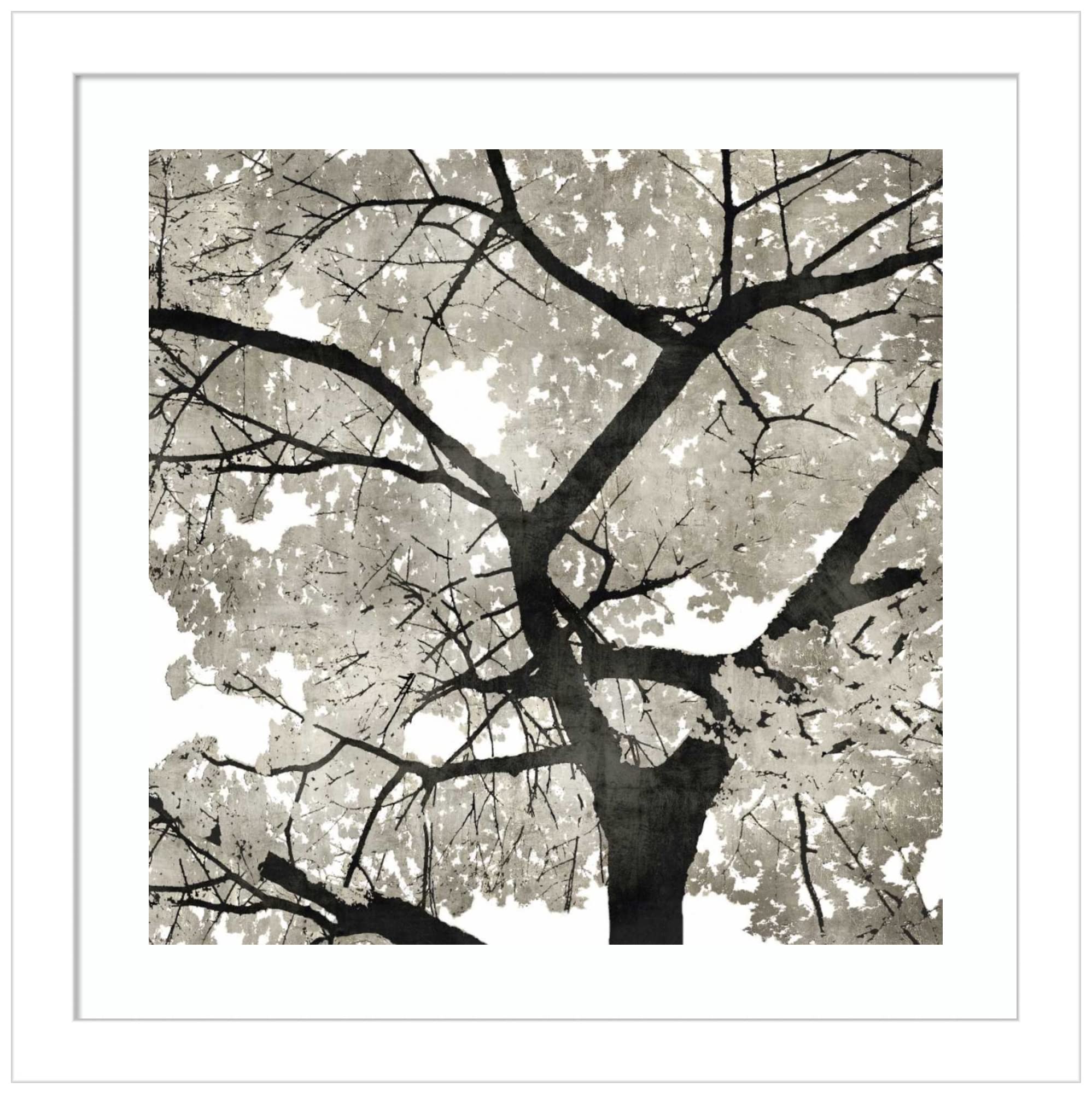 Amanti Art Kate Bennett Silver Leaves Wood Framed Wall Art Print - 13x13 Inches, Svelte White Frame - Perfect for Living Room, Bedroom & Office Decor