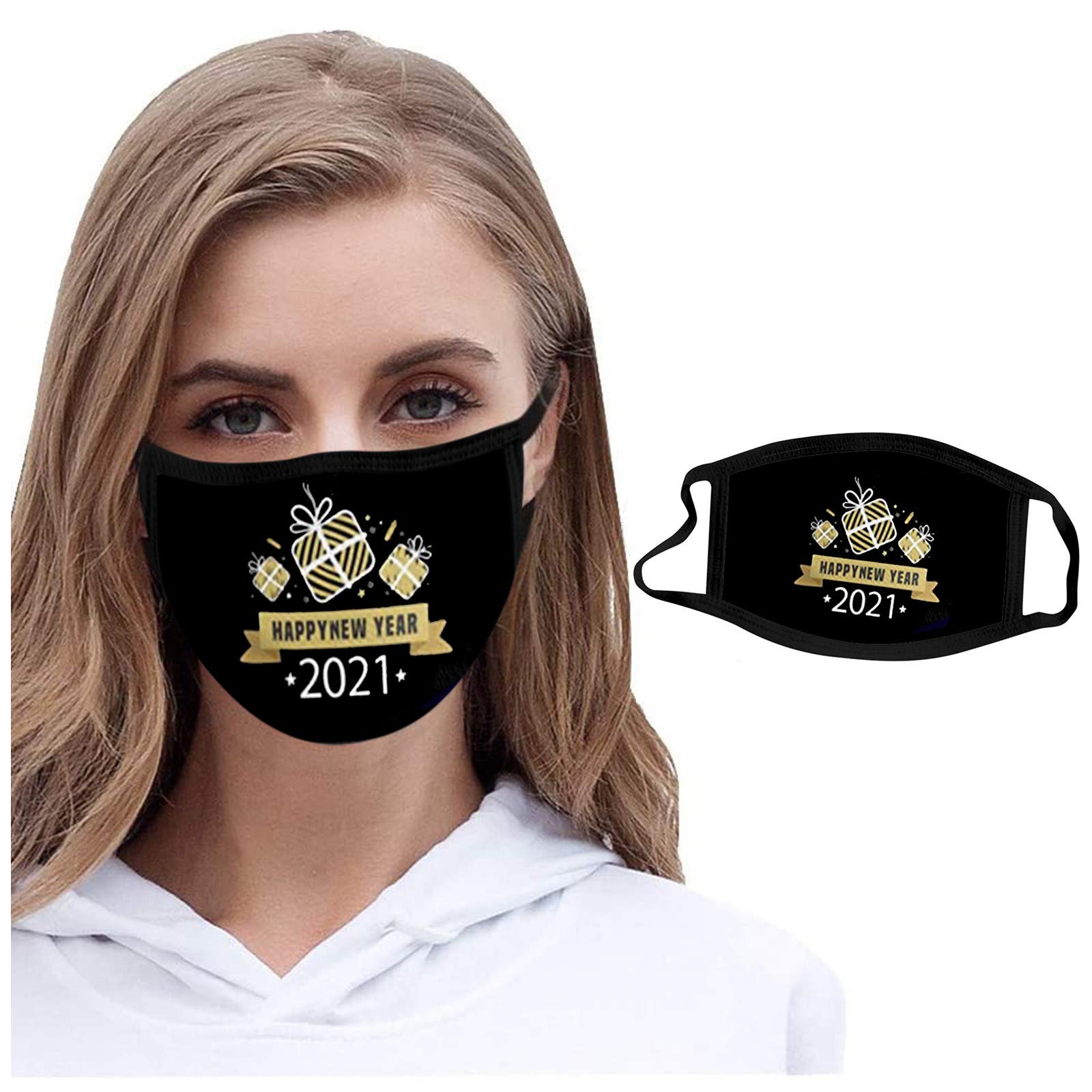 ATRISE Reusable Face Mask for Adults - Washable Pollution Cover for Men & Women - Happy New Year 2021 - Perfect for Travel & Daily Use