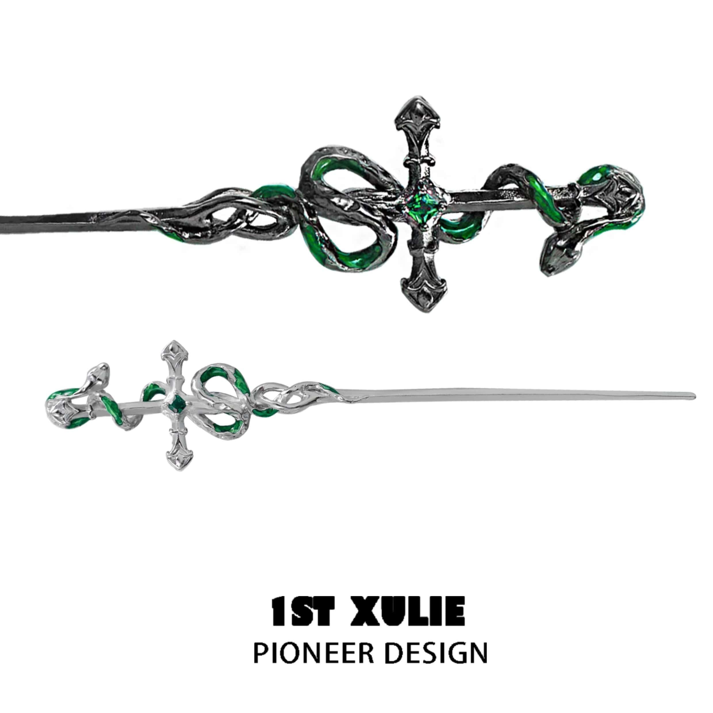Slytherin House Sword Snake Hairpin - Harry Potter Inspired Hair Clip for Cosplay, Halloween, and Gift Giving - Perfect for Fans and Collectors