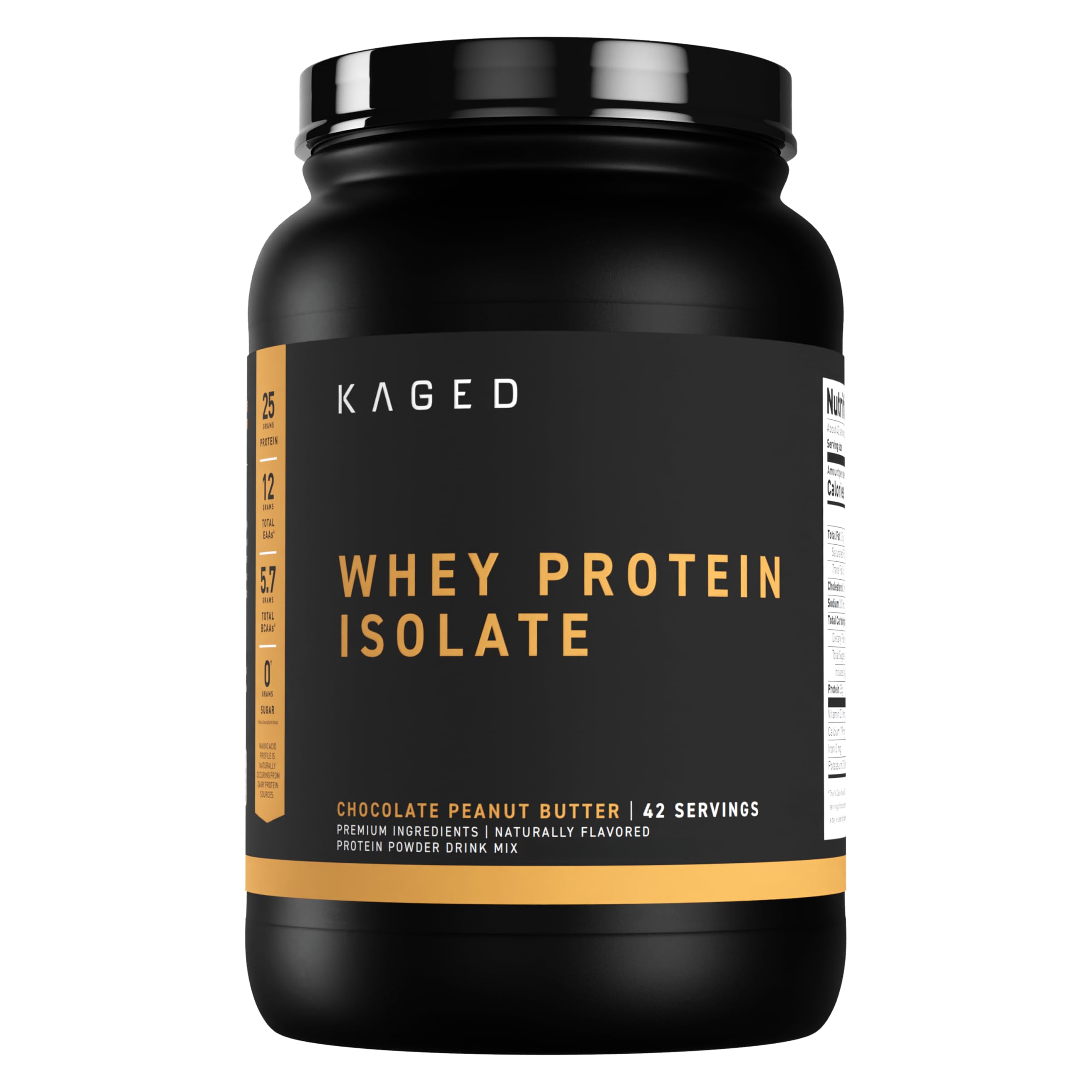 Kaged Whey Protein Isolate Powder - PB Chocolate Flavor | 100% Pure Low Lactose Whey Protein | 25g Protein per Serving | Post Workout Recovery Drink for Muscle Building | Easy Mix for Protein Shakes & Smoothies | 41 Servings | Ideal for Gym Recovery, Weight Training & Healthy Breakfasts