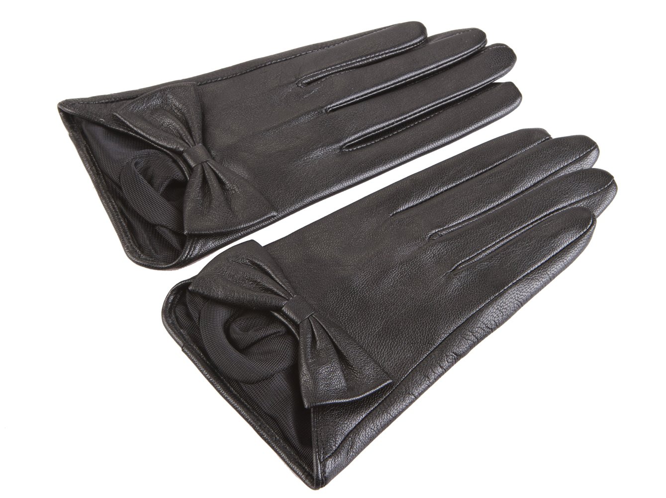 Chickle Women's Half Palm Bowknot Driving Gloves - Soft Lambskin Leather Winter Gloves for Driving, Fashion & Outdoor Activities