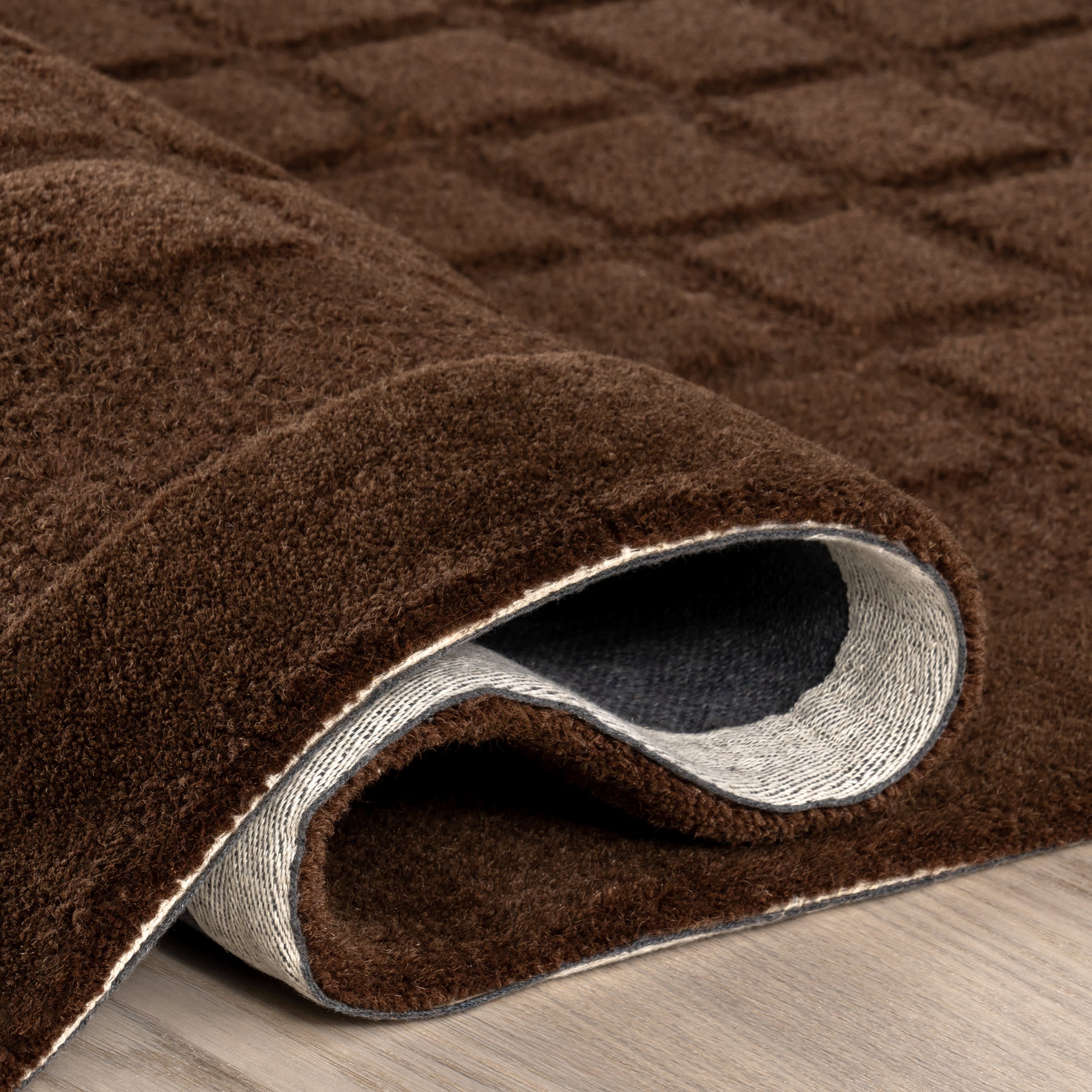 Premium Fritz Checked Wool Rug - Soft & Durable Brown Area Rug for Living Room, Bedroom & Home Decor