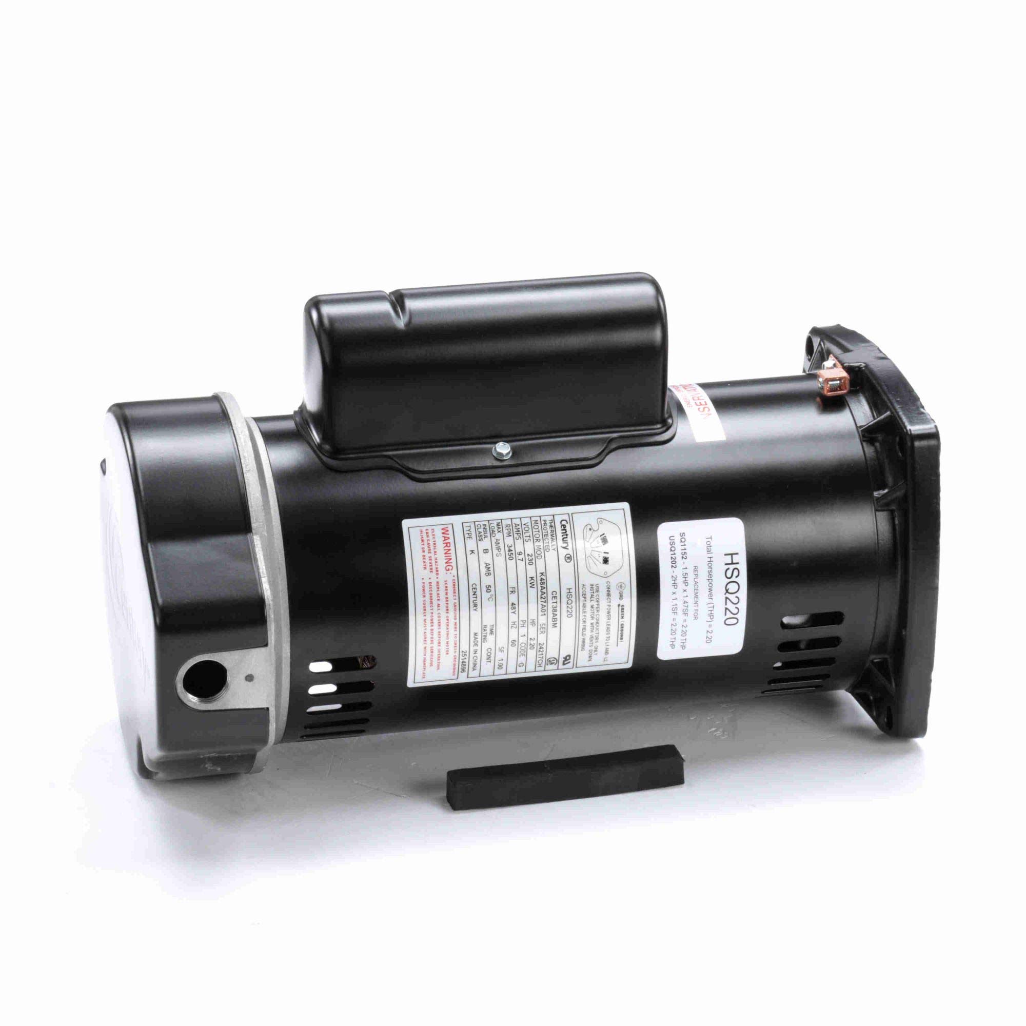 2.20 HP Square Flange Threaded Shaft Horizontal Pool Pump Motor - Durable Swimming Pool Water Circulation for Inground & Above Ground Pools