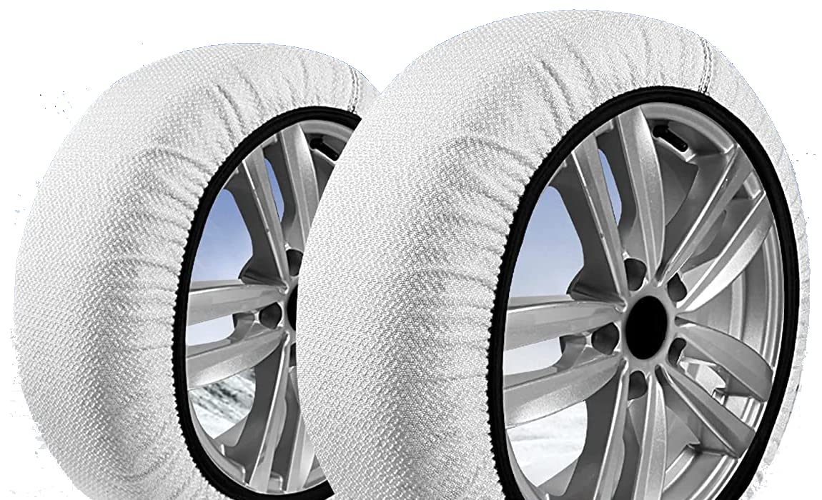 K&K Automotive Snow Socks for Tires - Heavy Duty Snow Chain Alternative for Cars & SUVs | All-Season Anti-Skid Traction Aid for Ice, Snow & Winter Storms | European-Made (2-Piece Set, XX-Large) | Perfect for Mountain Driving, Emergency Roadside Assistance & Winter Travel Safety
