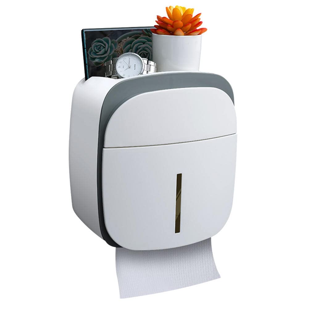 Waterproof Wall Mounted Toilet Paper Holder with Storage Drawer - Punch-Free Tissue Box for Bathroom, Kitchen, Office & Toilet - Space Saving Bathroom Organizer & Home Storage Solution