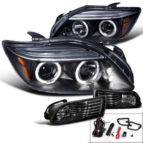 SPEC-D TUNING Black Housing Clear Lens Projector LED Headlights + Smoke Fog Lights Combo for Scion TC - High Performance Lighting Upgrade for Night Driving & Off-Road Adventures