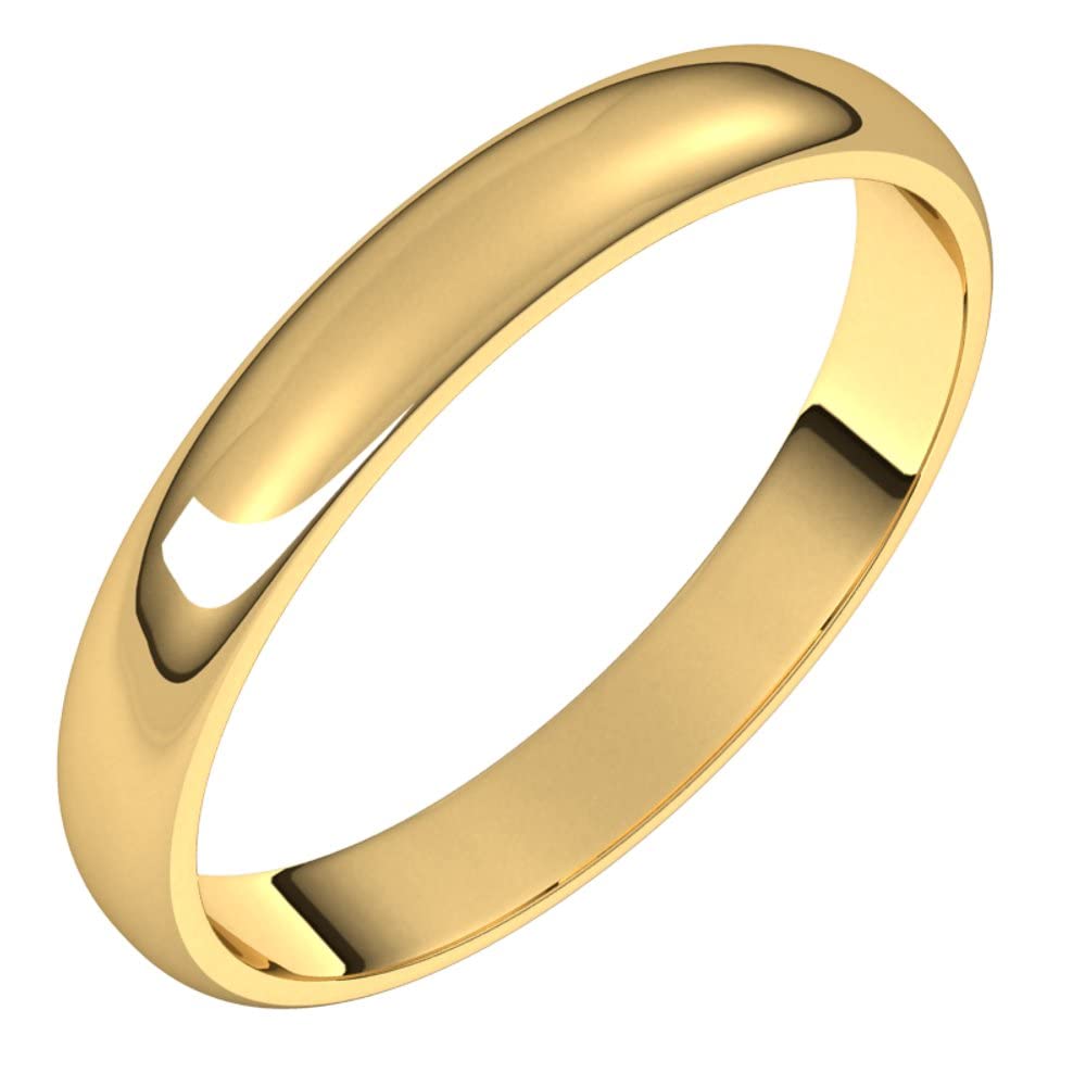 10K Gold 3mm Light Half Round Wedding Band Ring for Women - Dainty Bridal Jewelry, Anniversary Gift for Her - Perfect for Everyday Wear, Engagement Stacking & Special Occasions