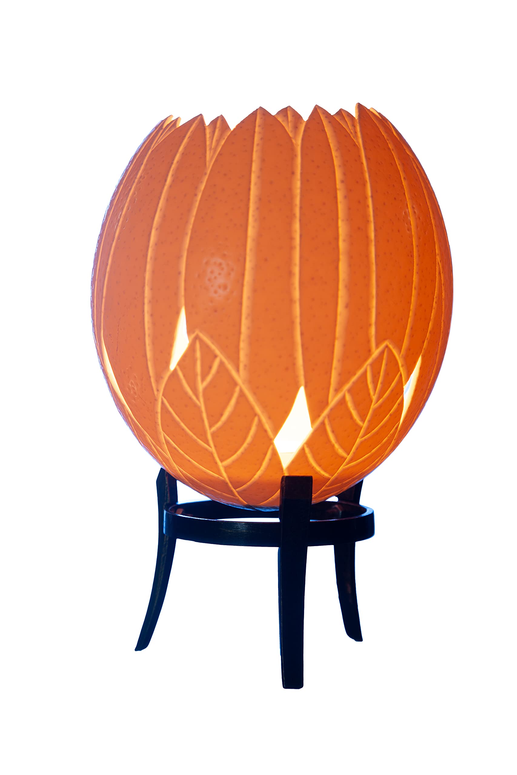 Hand-Carved Ostrich Egg Candle Holder with Tulip Design - Elegant Home Decor for Dining Table, Wedding Centerpiece & Boho Room Decor