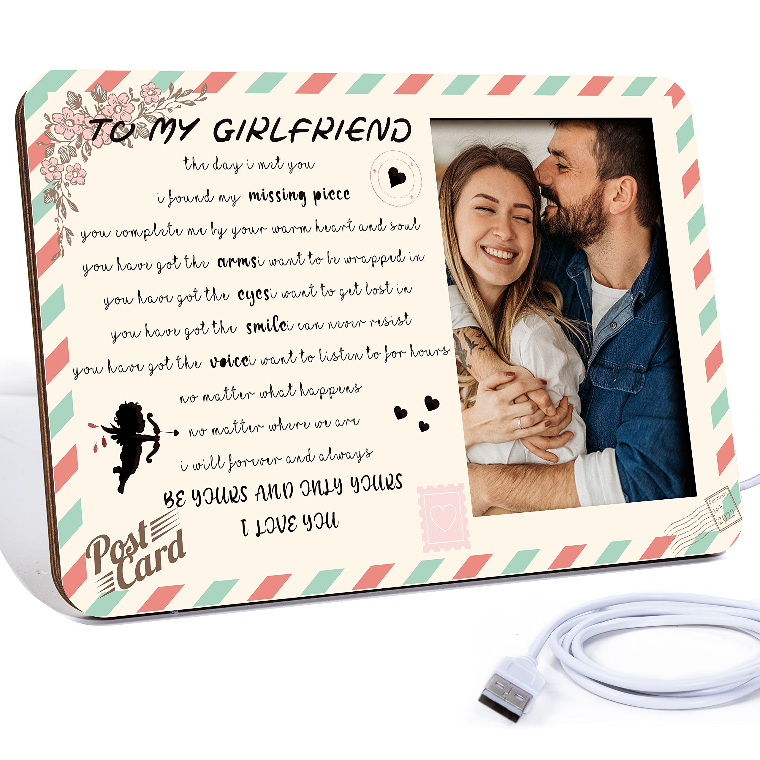 Romantic Love Picture Frame for Girlfriend - Heartfelt Birthday, Valentine's Day & Anniversary Gift - Long Distance Relationship Keepsake - Perfect Boyfriend Gift for Her - Home Decor & Memory Display