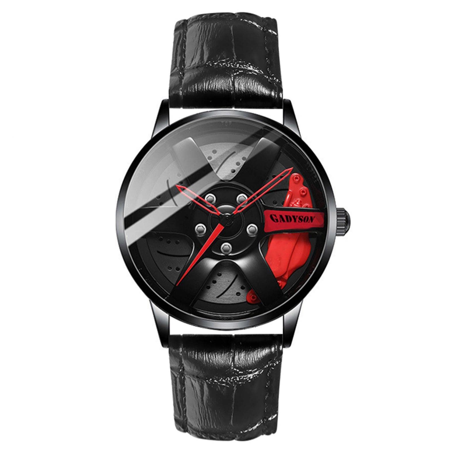**Men's Luxury Quartz Watch - Fashion Business Analog Wristwatch with Leather Band & Car Wheel Design - Perfect for Office, Formal Events & Daily Wear**