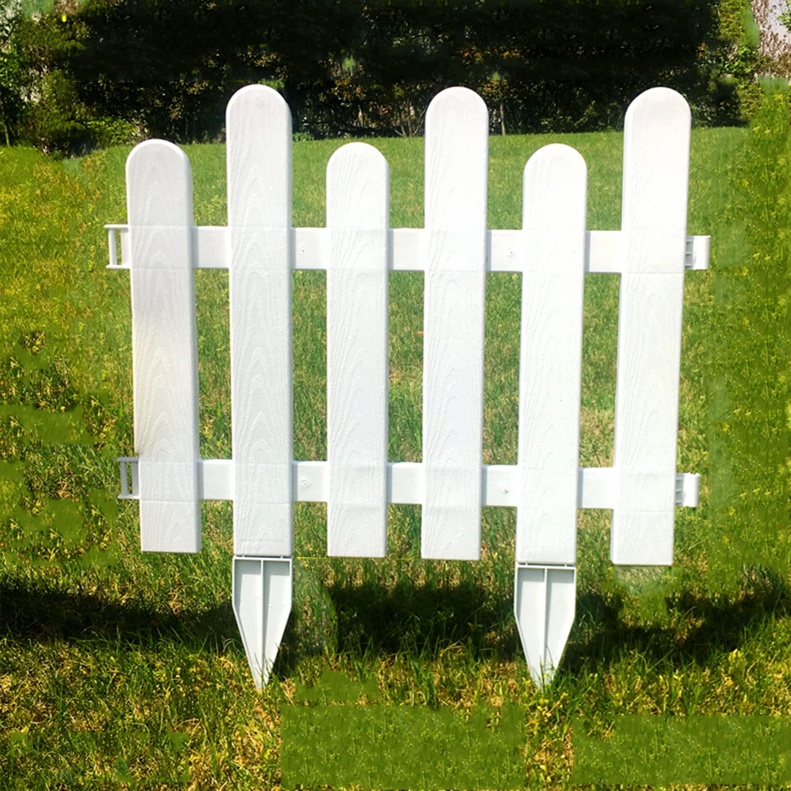 Durable Plastic Picket Fence Panels - Easy Plug-in Garden Edging & Decorative Border for Yards, Flower Beds, Farms | Weather-Resistant Interlocking Fencing for Outdoor Courtyards, Landscaping & Property Boundaries