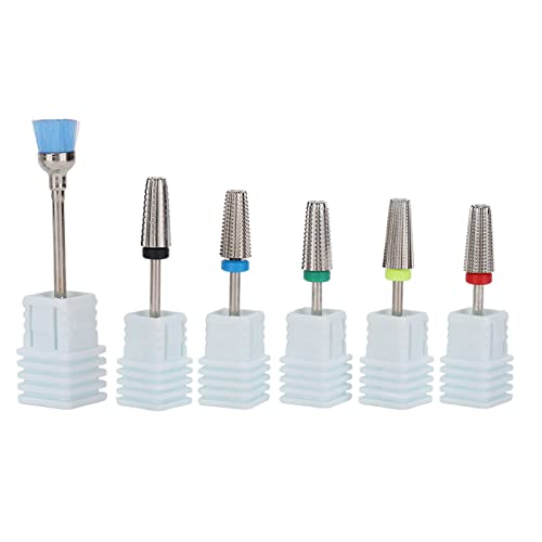 5-in-1 Nail Drill Bits with Dust Brush for Salon & Home Use