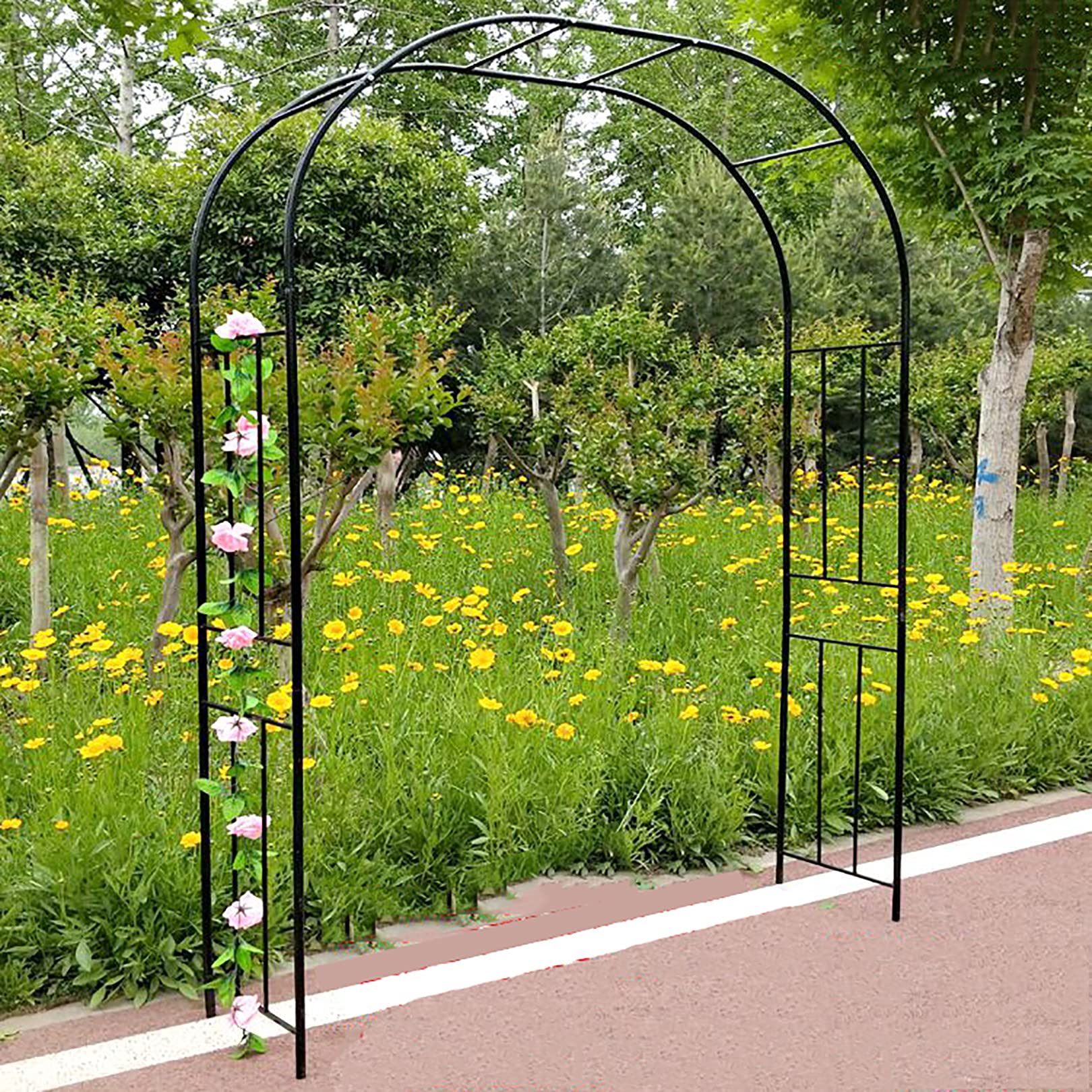 Lidengdeng Metal Garden Arch - Elegant Rose Wedding Archway for Outdoor Ceremonies, Plant Climbing Support & Balloon Gate - Perfect for Backyard Weddings, Lawn Parties & Romantic Garden Decorations