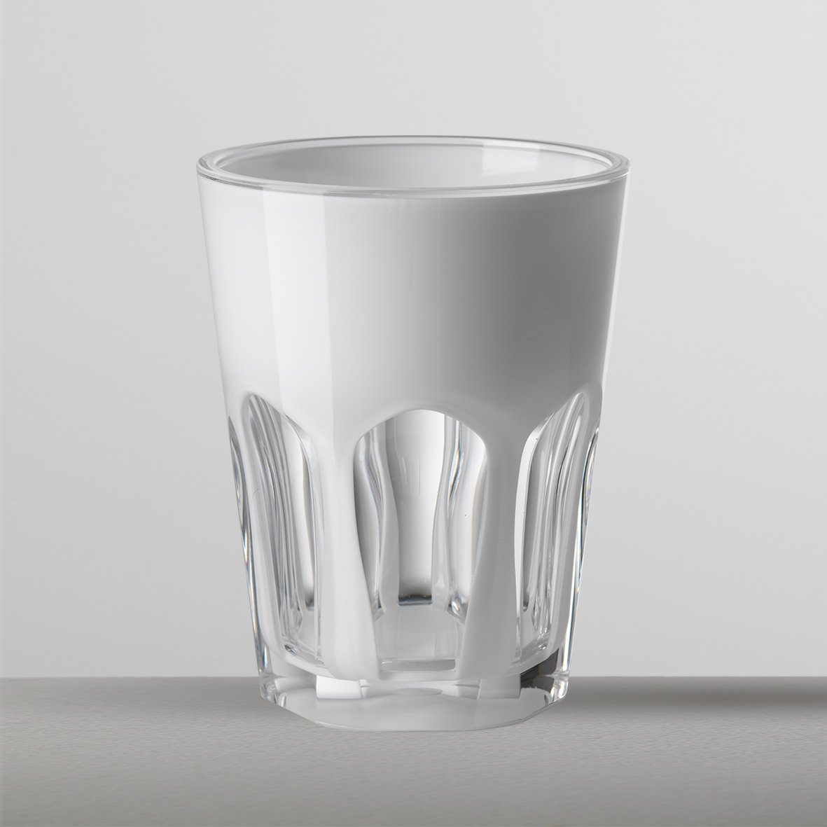 Mario Luca Giusti Set of 6 Double-Faced White Glass Cups - Elegant Drinkware for Coffee, Tea, and Cocktails at Home or Restaurant