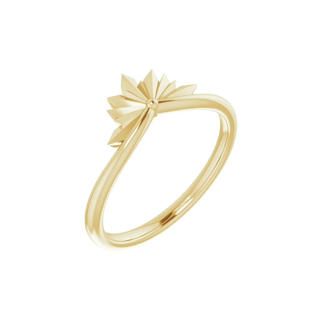 14K Yellow Gold Polished Starburst Ring Size 7 - Elegant Dainty Jewelry Gift for Women, Brides, Girlfriends - Perfect for Anniversaries, Birthdays, Valentine's Day & Special Occasions