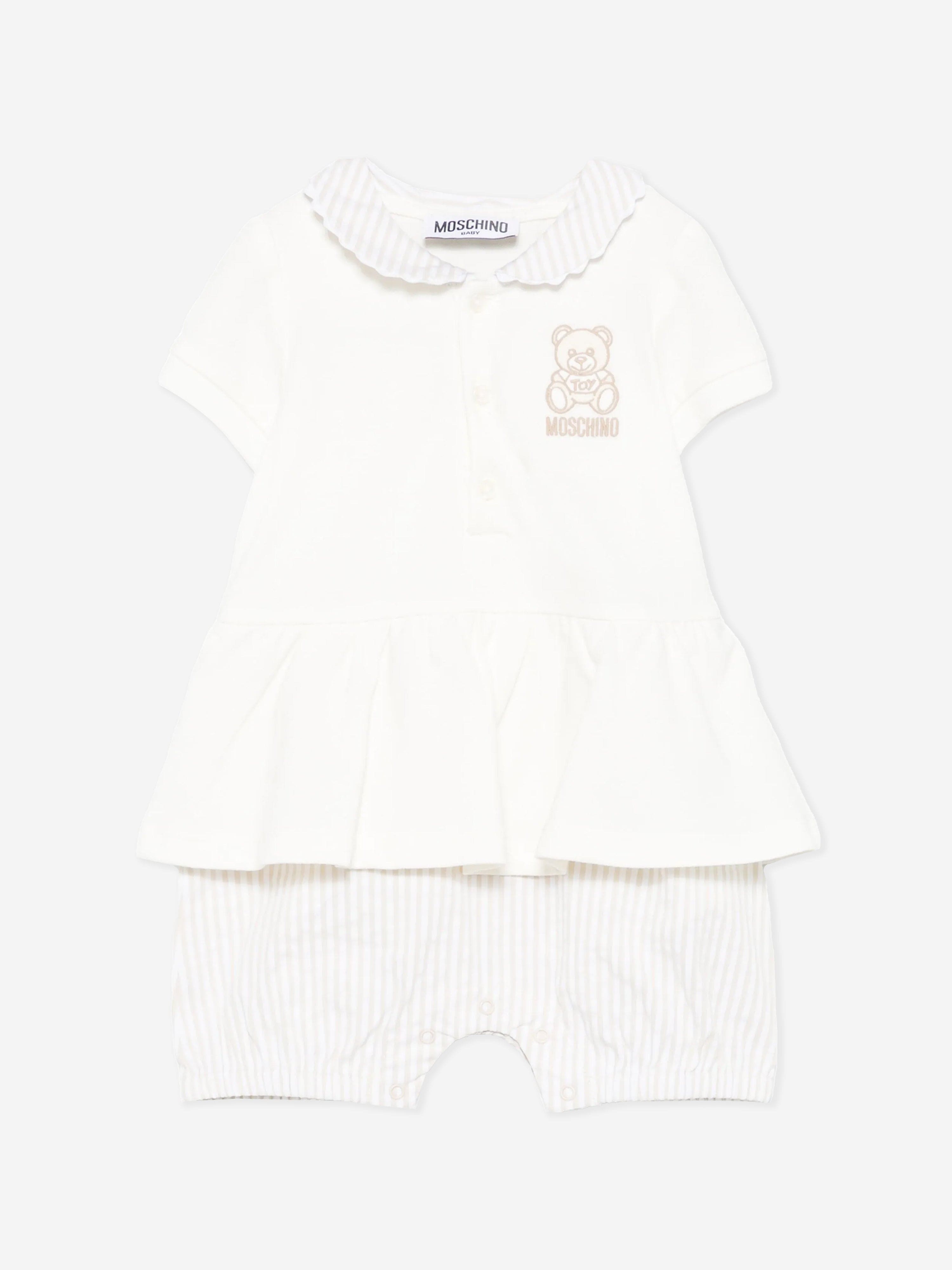 Adorable Ivory Teddy Bear Romper Set for Baby Girls - Soft & Comfortable Outfit for Playtime, Photos & Special Occasions