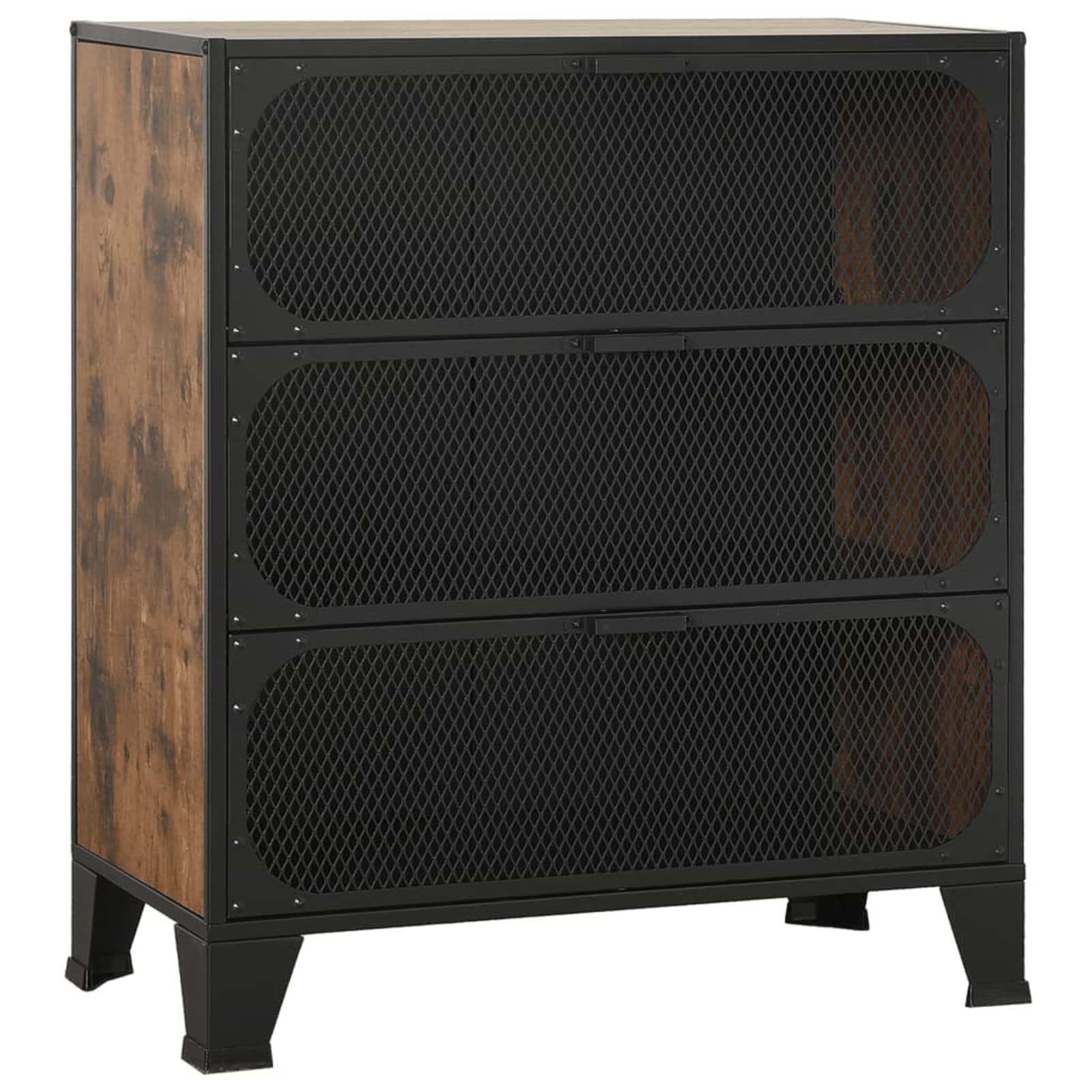 Festnight Rustic Brown Storage Cabinet - 28.3x14.2x32.3 Inches Multifunctional Metal & MDF Shelving Unit for Living Room, Bedroom, Office Organization | Perfect for Home Decor, Closet Storage & Small Space Solutions