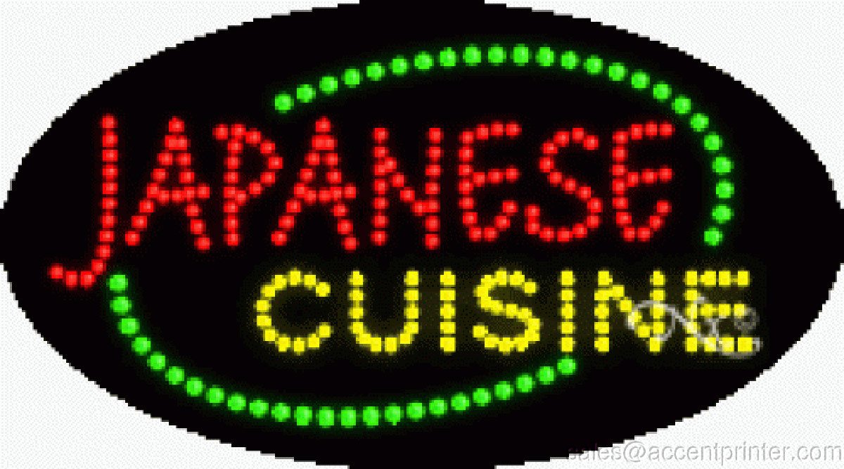 Japanese Cuisine Flashing & Animated LED Sign - High Impact, Energy Efficient Neon Light for Sushi Restaurants, Ramen Shops & Asian Food Stores