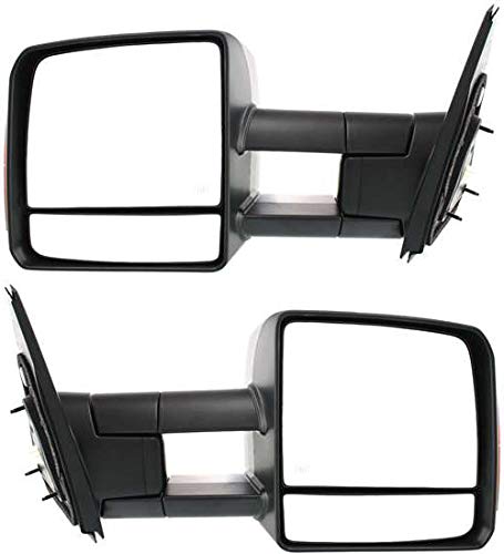 2007-2021 Toyota Tundra Power Heated Towing Mirrors - Driver & Passenger Side with Signal Light | Kool Vue Textured Standard Cab Replacement Mirrors | Enhanced Visibility for Winter Towing & Off-Road Adventures